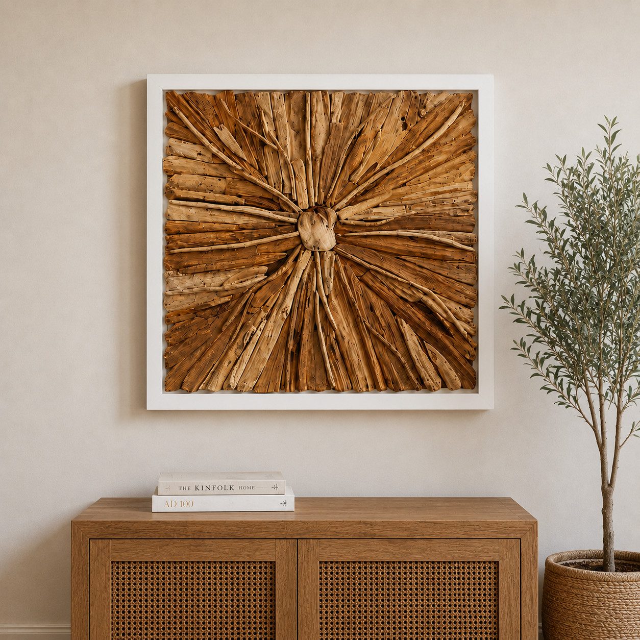Möbel Bressmer Dekorpaneele Wandbild SENTRA aus Teakwurzel 90x90 cm – Exklusive Wanddeko aus Holz
