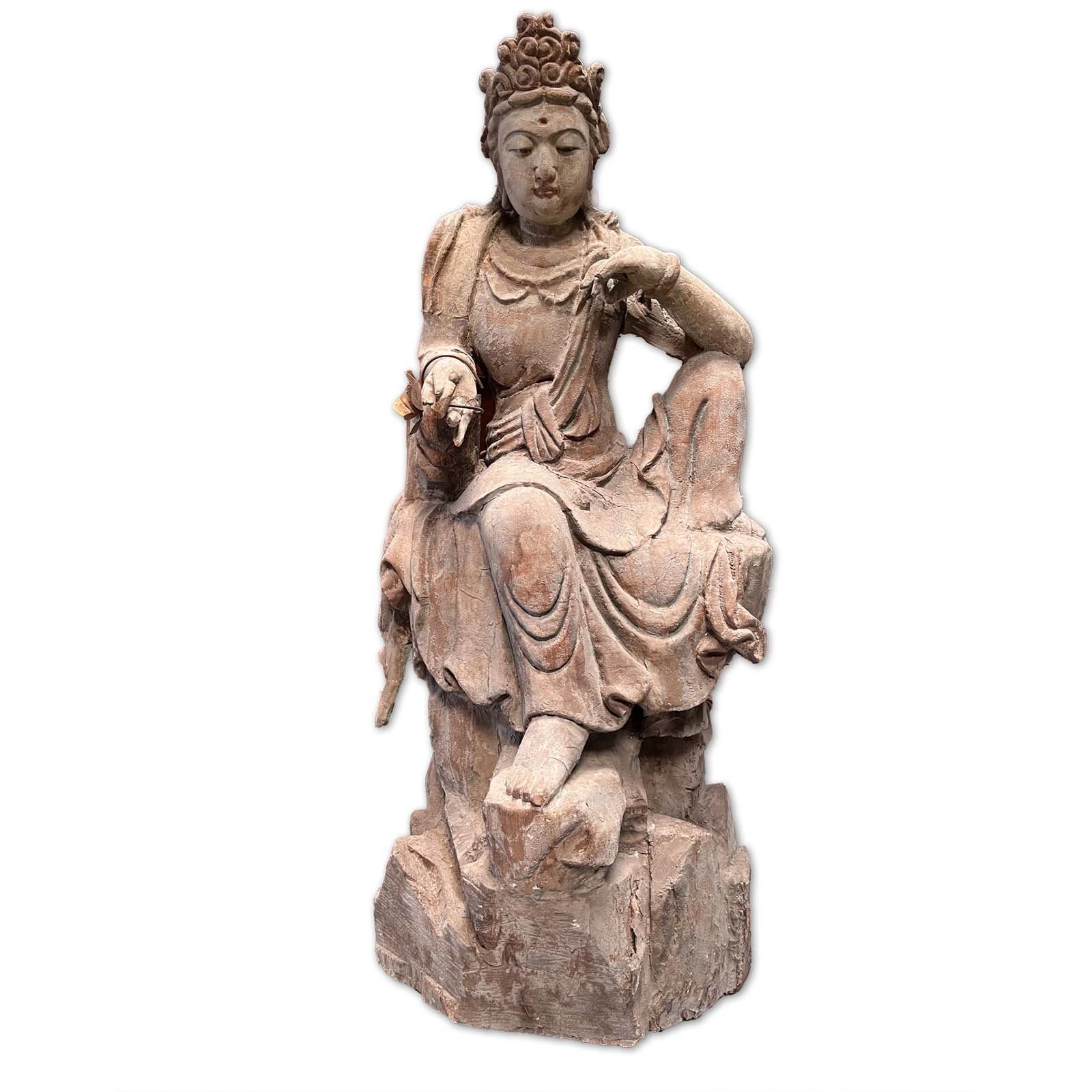 Asien LifeStyle Buddhafigur Buddha Statue Holz Figur China Kwan-Yin Zi Zai