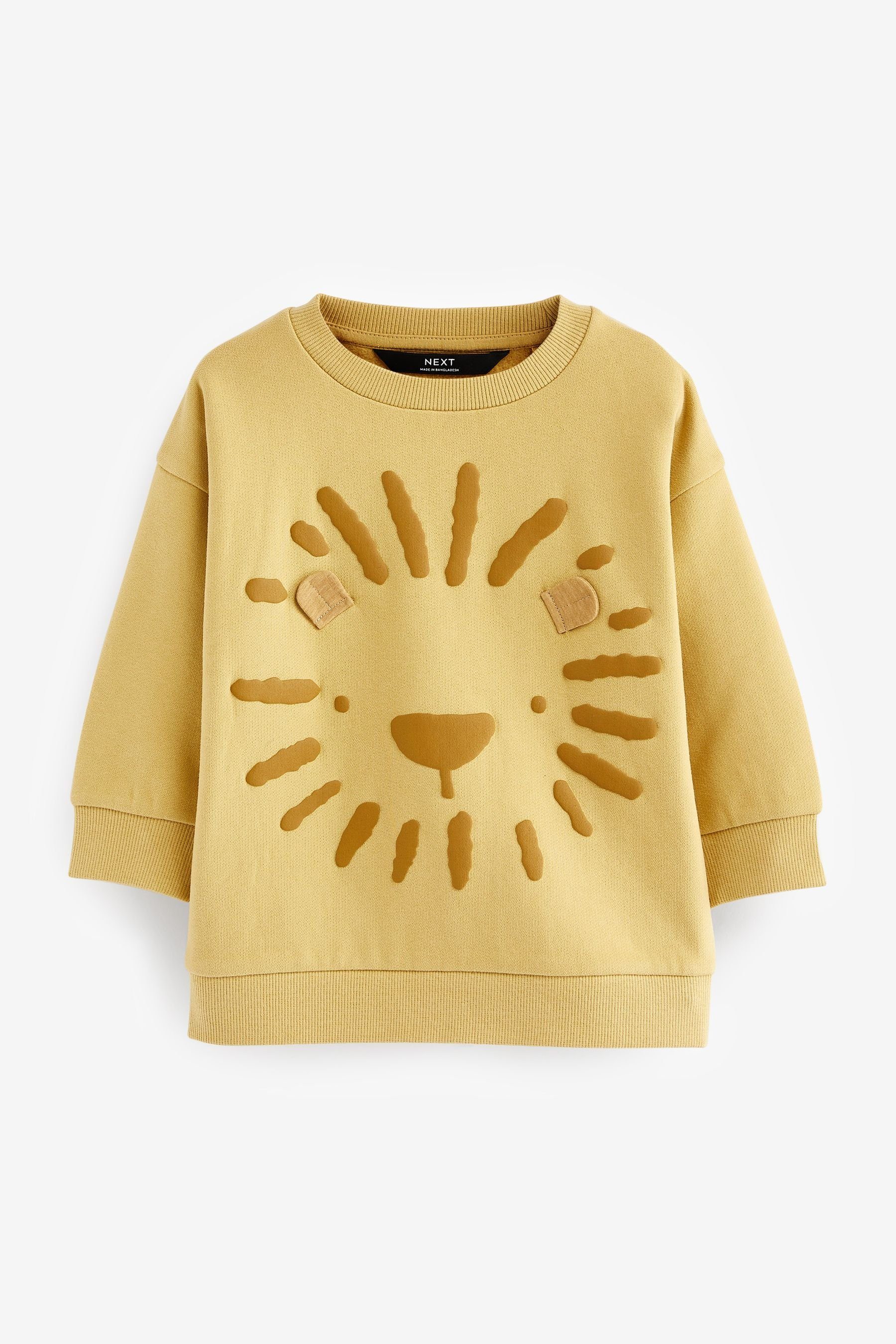 Next Sweatshirt Rundhals-Sweatshirt mit Figur Lion Oversized Yellow (1-tlg)