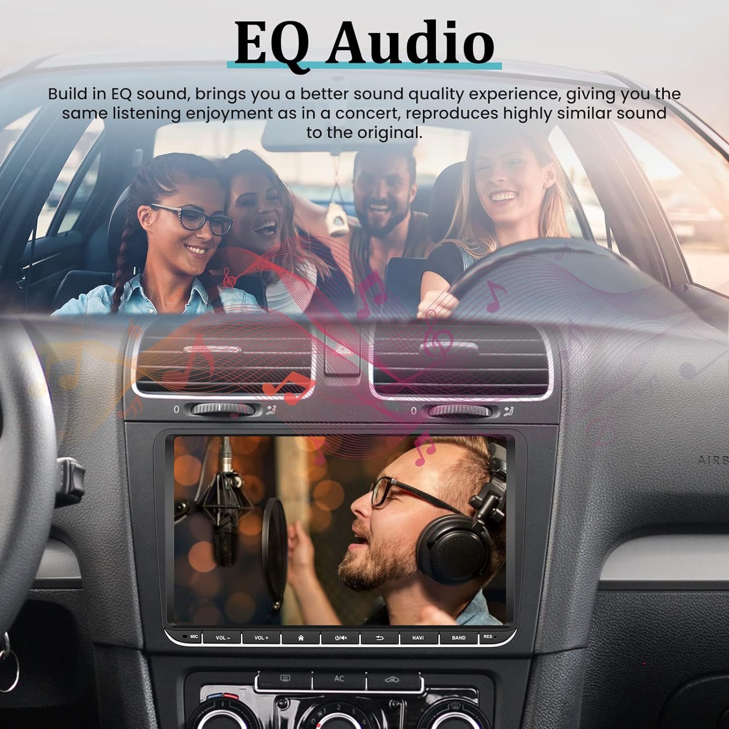 Hikity Android 2Din 9 Zoll kapazitiver Touchscreen HD GPS Navigation für VW Autoradio (für T5 EOS POLO Touran Seat Sharan, für VW Passat Golf MK5 MK6 Jetta)