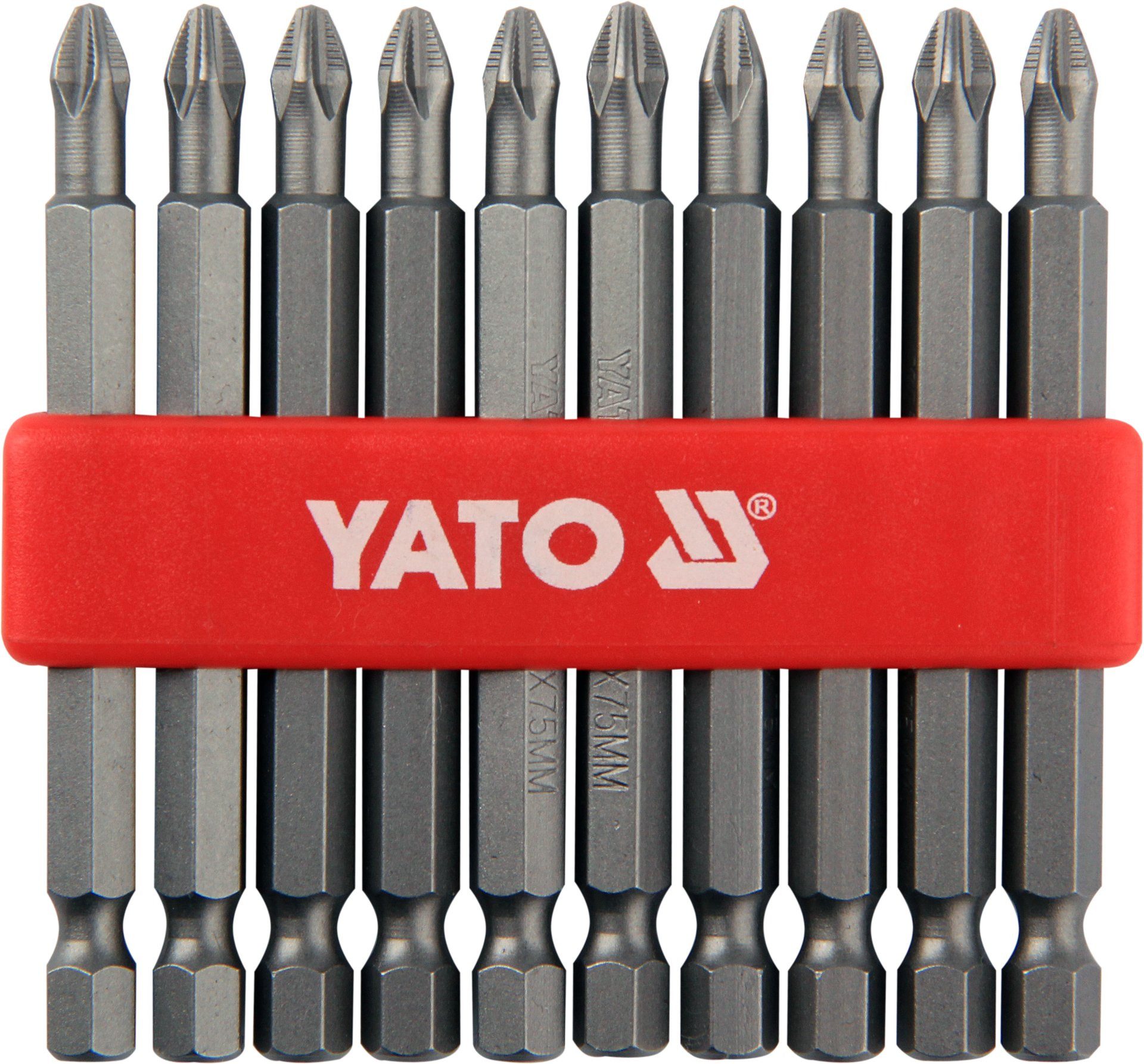 Yato Bit-Set Schrauberbits PH2 75 mm, 10-teilig, S2-Stahl, Schrauberbits PH2 75 mm, 10-teilig, S2-Stahl, 10-St., Schrauberbits PH2 75 mm, 10-teilig, S2-Stahl