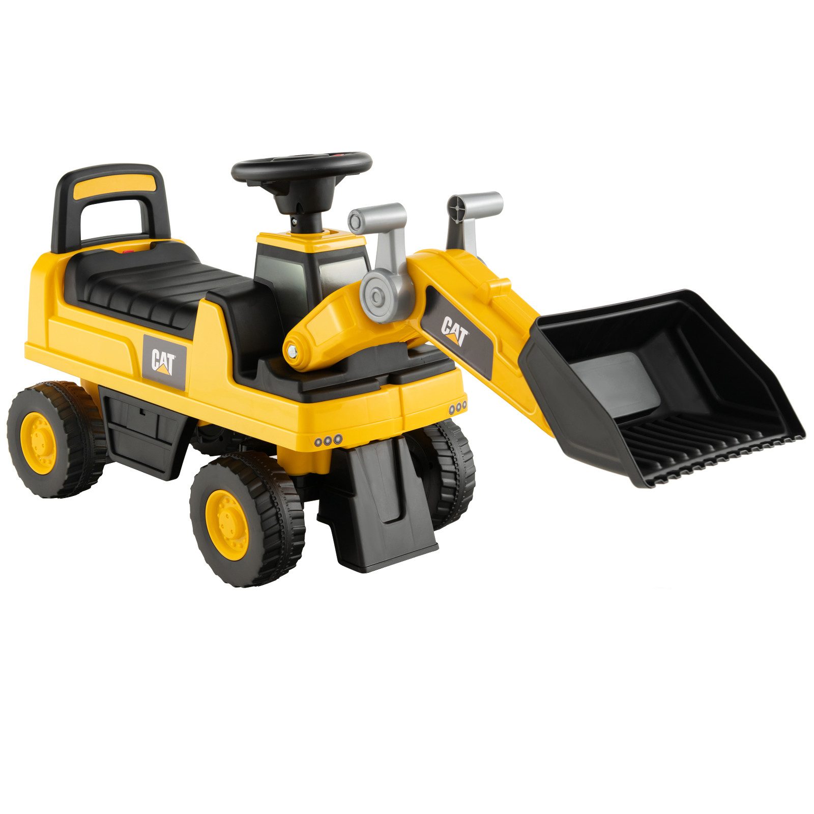 COSTWAY Spielzeug-Aufsitzbagger Sandbagger, mit Stauraum & Schaufel