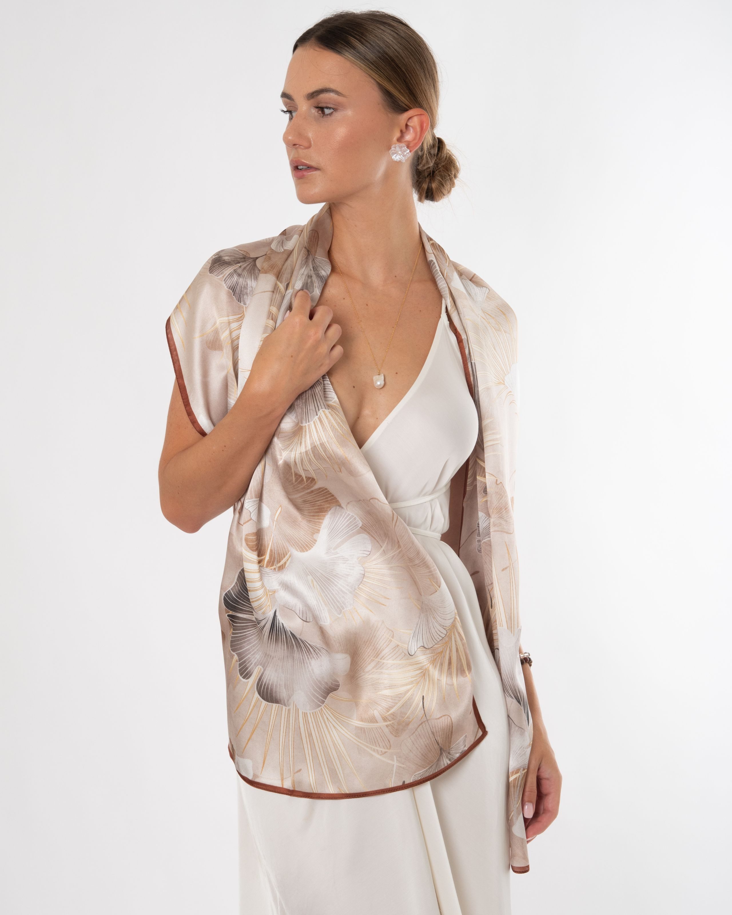 MayTree Seidenschal Gingko ocker, 55 x 175 cm, Sommerschal, leichter Damens günstig online kaufen