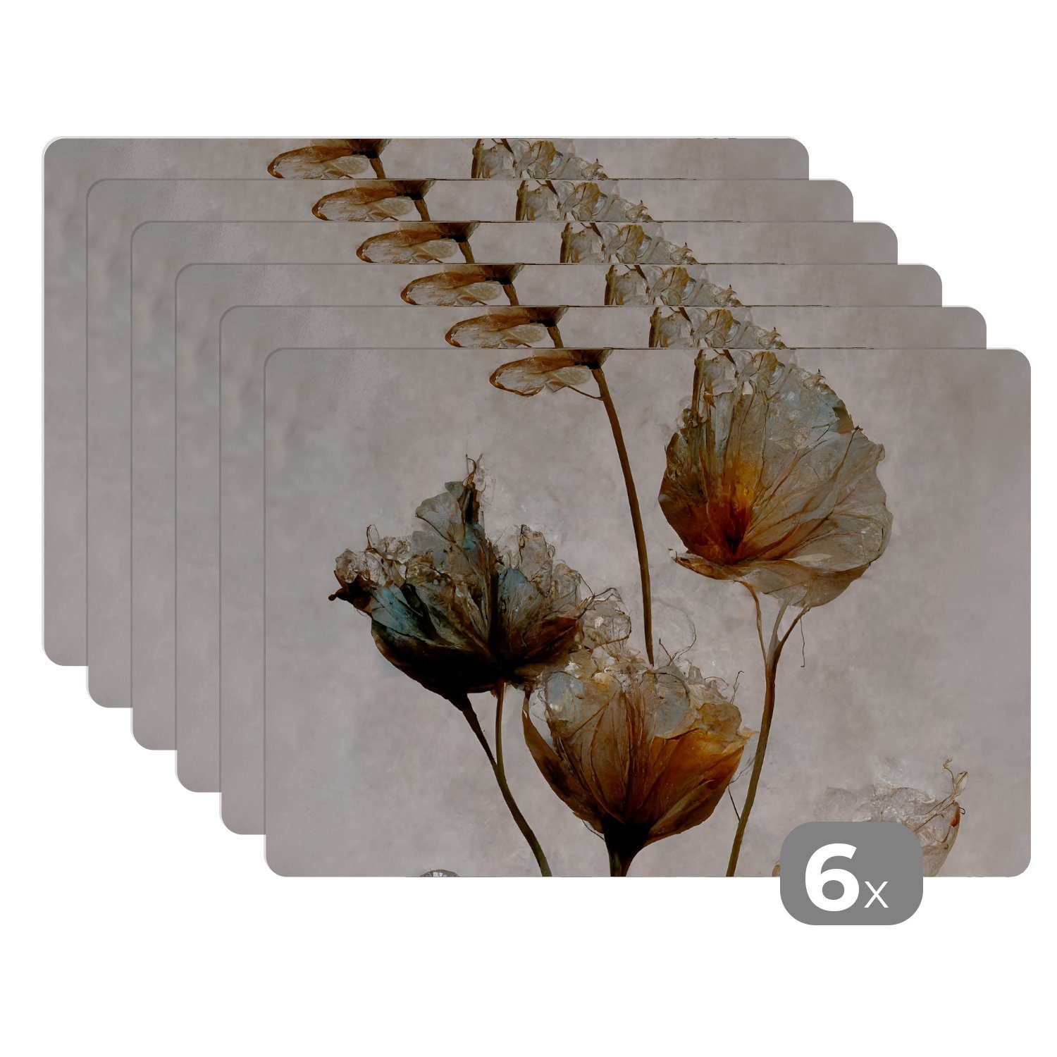 MuchoWow Platzset Vintage - Blumen - Pflanzen - Abstrakt, (6-St), Platzsets günstig online kaufen