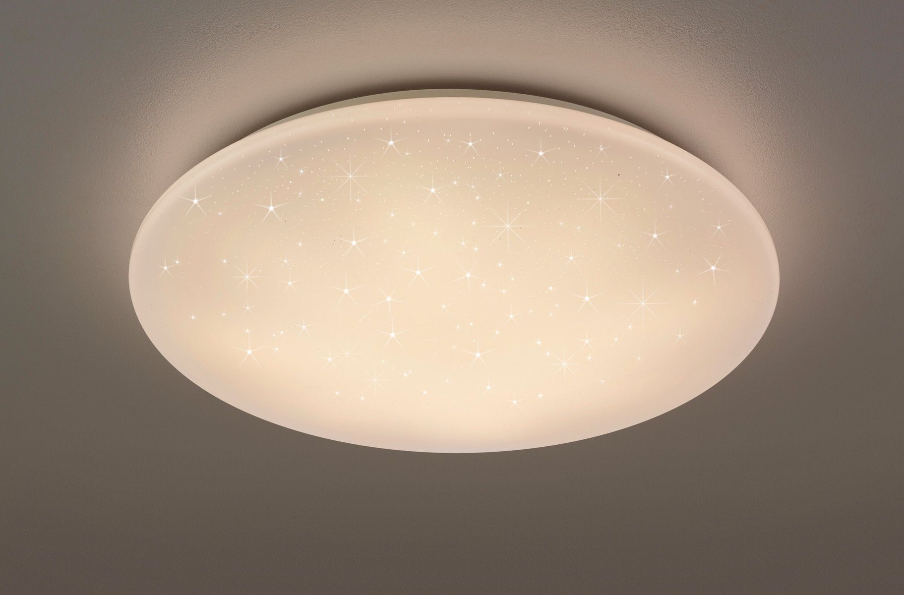 LED Kato, Leuchten weiß, Fernbedienung, dimmbar Deckenlampe, integriert, Farbwechsler, LED Deckenleuchte Sternenlichteffekt, TRIO fest