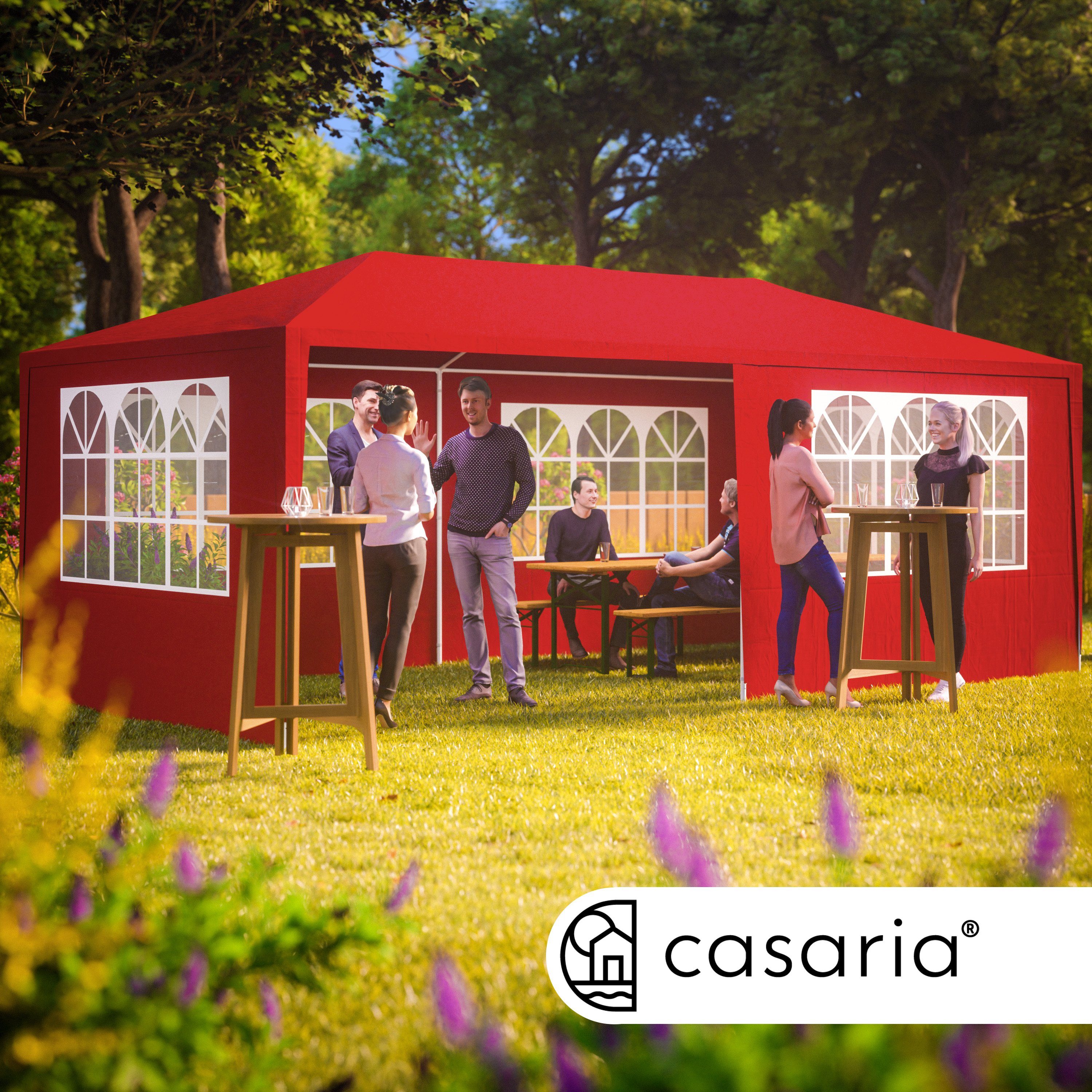 Casaria Partyzelt Rimini, rot 3x6m UV-Schutz günstig online kaufen