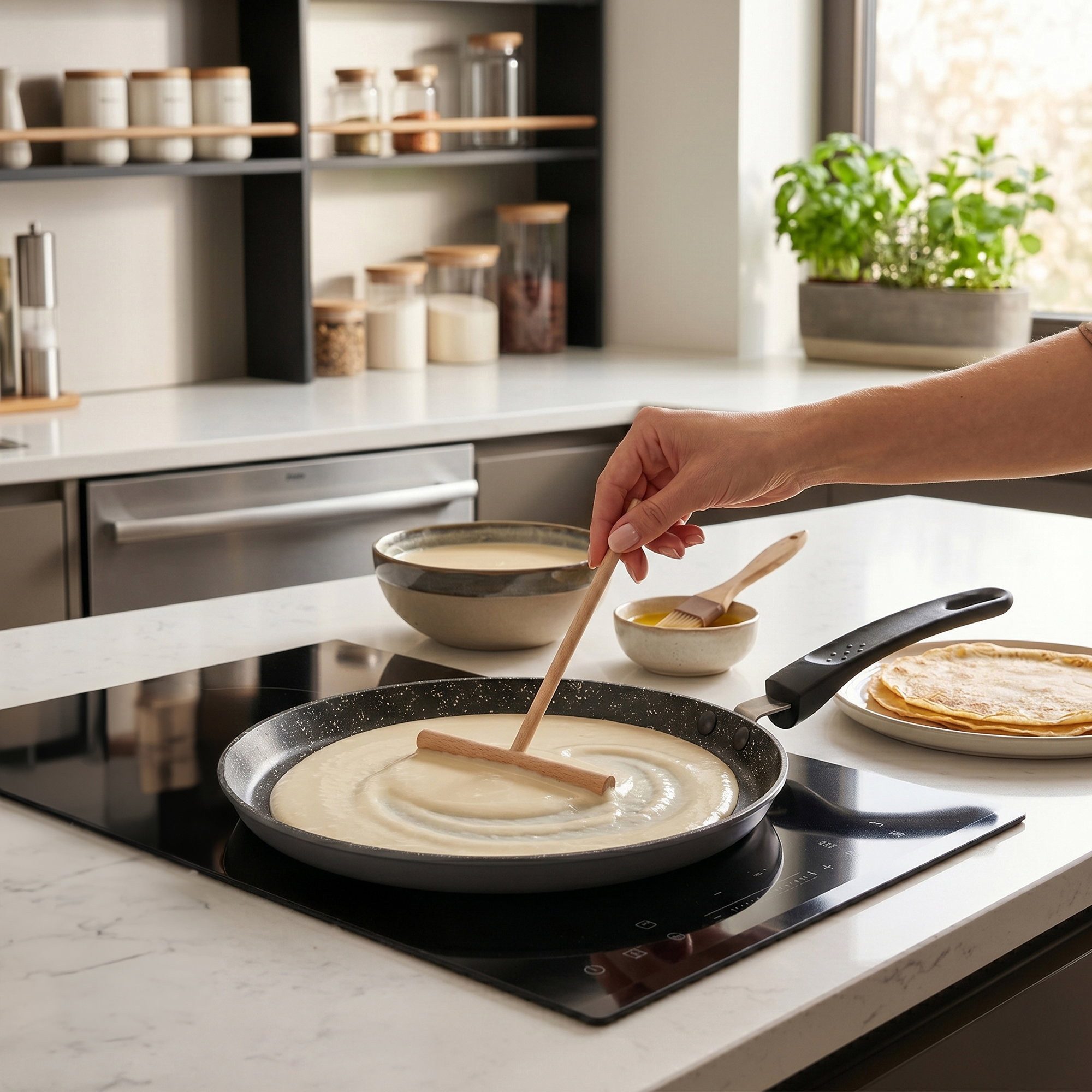STONELINE Crêpepfanne, Aluminium (1-tlg), mit echten Steinpartikeln, induktionsgeeignet, Designed in Germany
