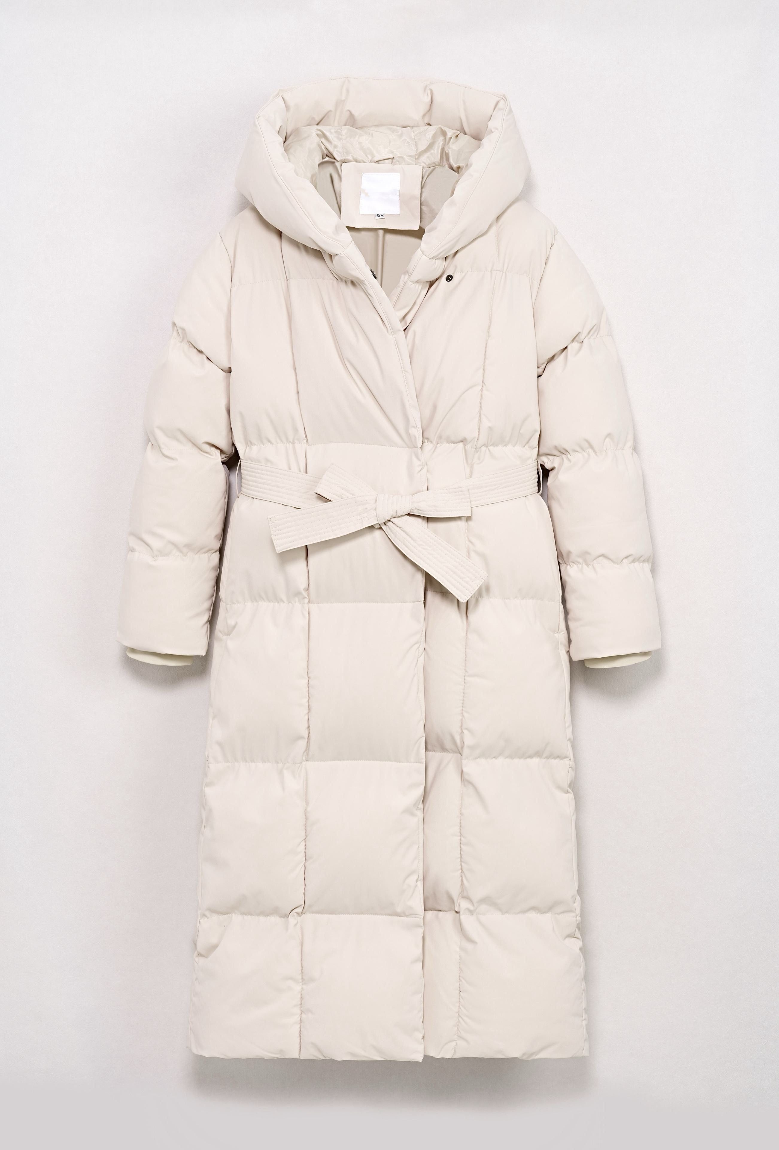 Copperose Winterjacke Damen Puffer Jacke Lang mit Kapuze & Gürtel, Winter Mantel, Parka lang mit Knopf