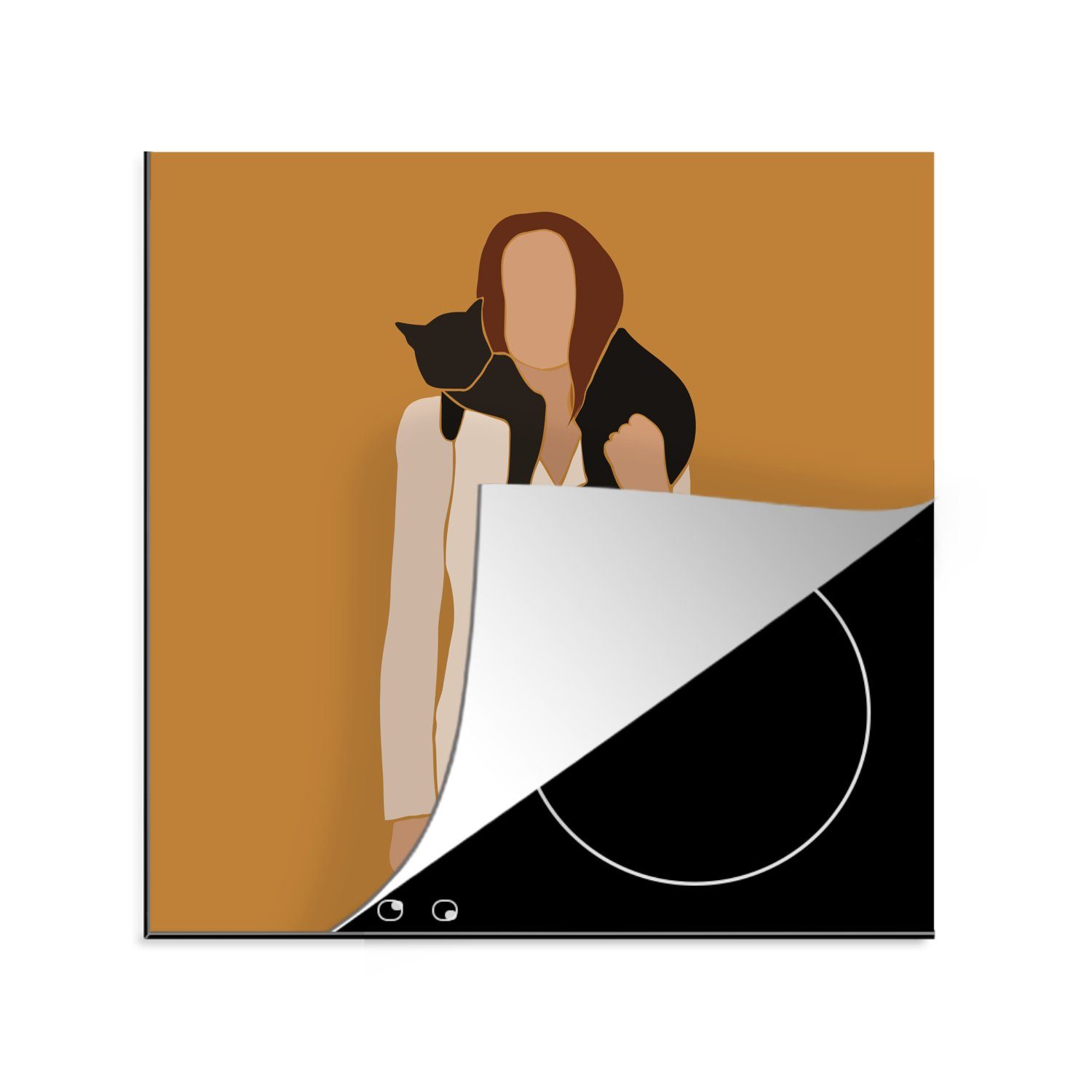 MuchoWow Herdblende-/Abdeckplatte Verrückte Katzenlady - Frau Vinyl, Arbeitsplatte - tlg), Katze (1 Sprichwörter - - 78x78 Ceranfeldabdeckung, cm, Zitate, für küche