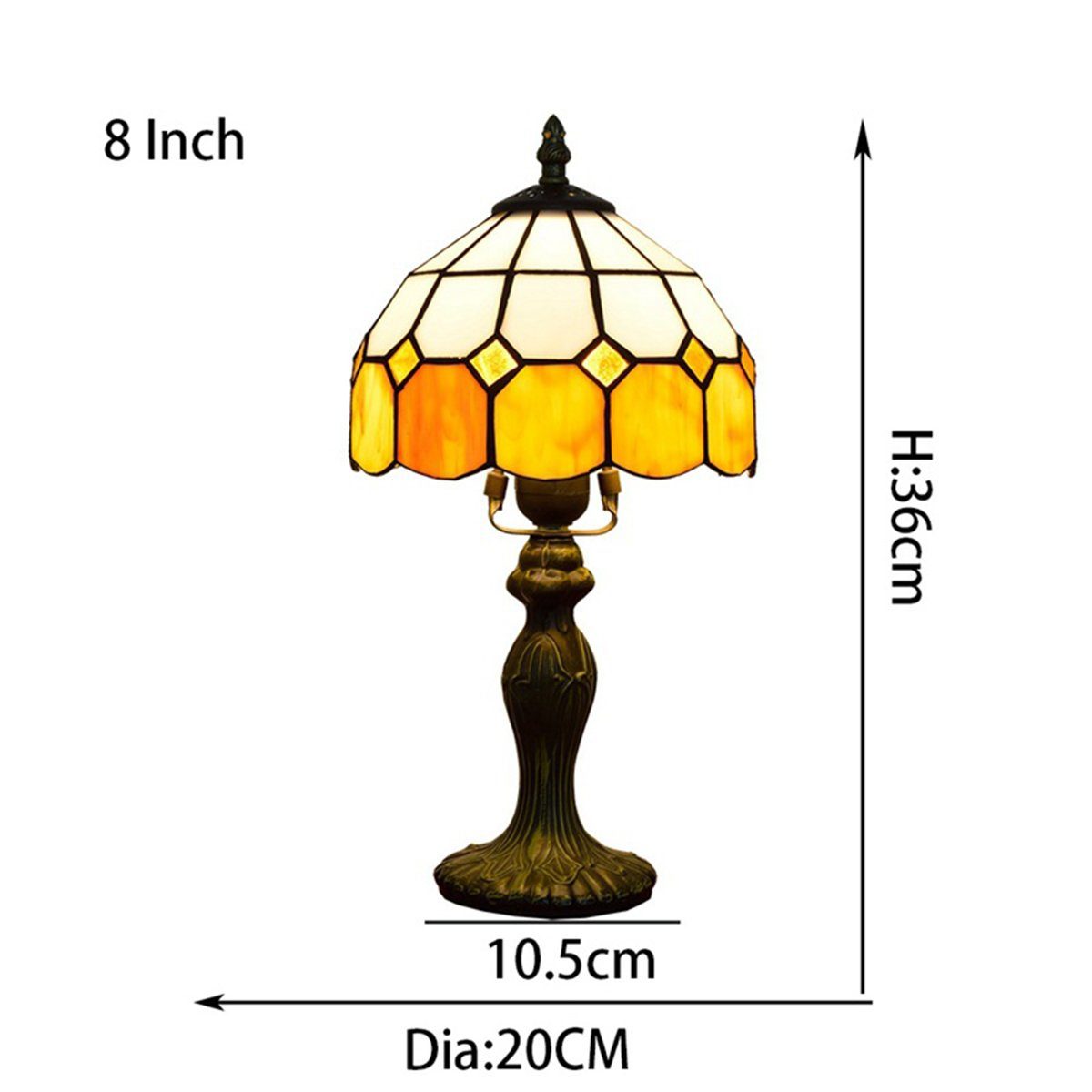 Glühbirne, Nachttischlampe ohne E27 Leuchtmittel Glas DOPWii Lampenschirm,ohne Tischlampe, Tiffany 20*36cm,