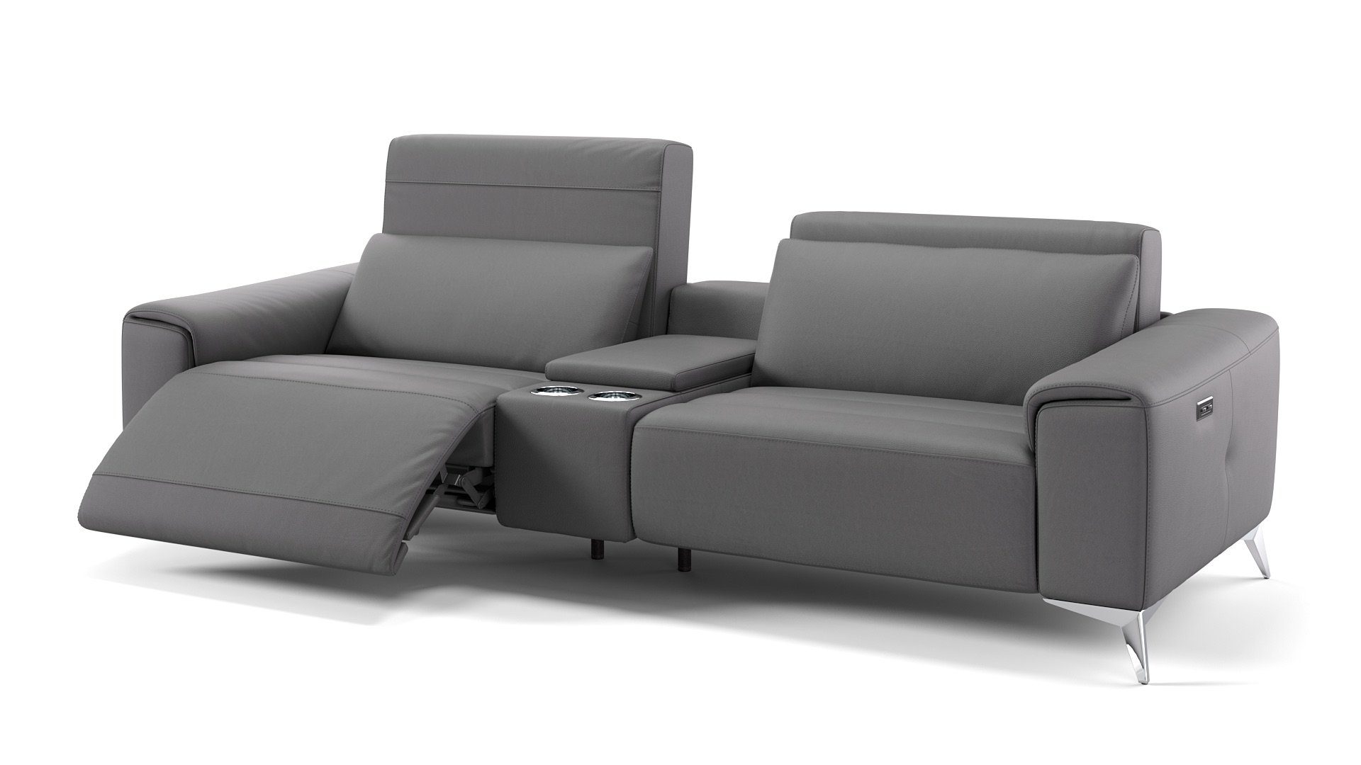 Sofanella Sofa Sofanella Leder 2Sitzer Kinosofa BELLA in Grau M 234