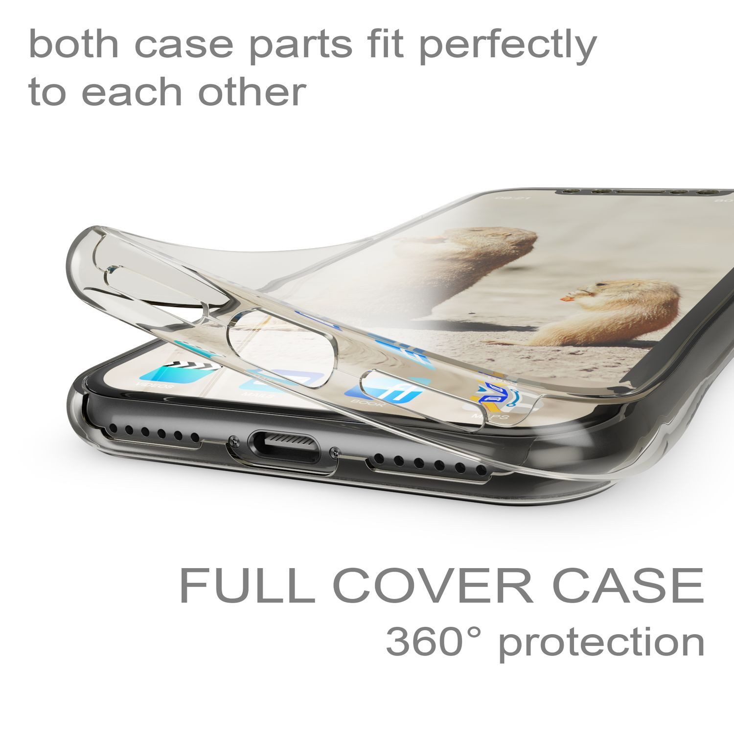 Nalia Smartphone-Hülle Apple iPhone X Apple iPhone XS 14,7 cm (5,8 Zoll), 360 Grad Glitzer Silikon Hülle / Rundumschutz Cover / Glitter Etui