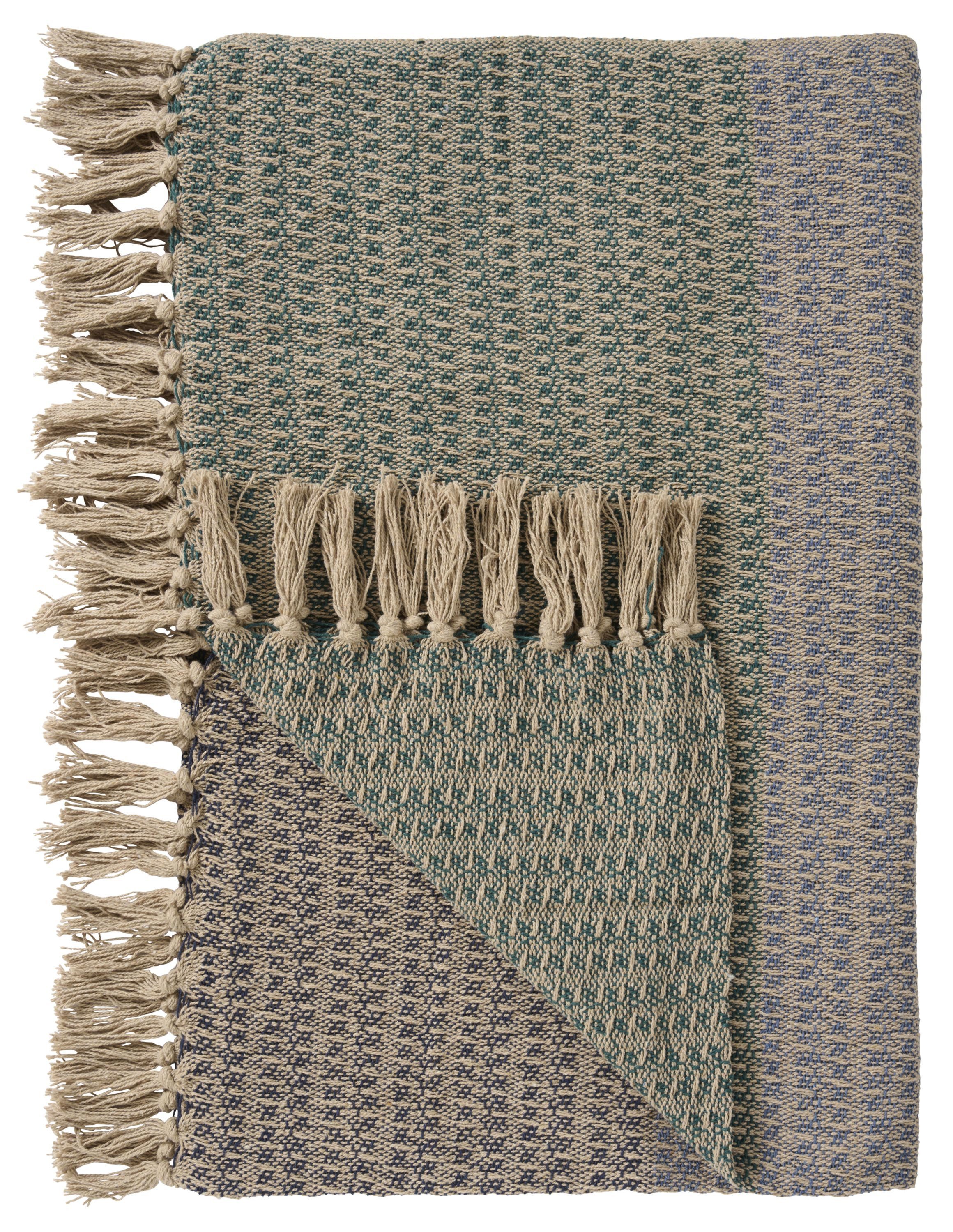 Wohndecke Ib Laursen Decke Plaid Kuscheldecke Wohndecke Gestreift Natur Blau, Ib Laursen