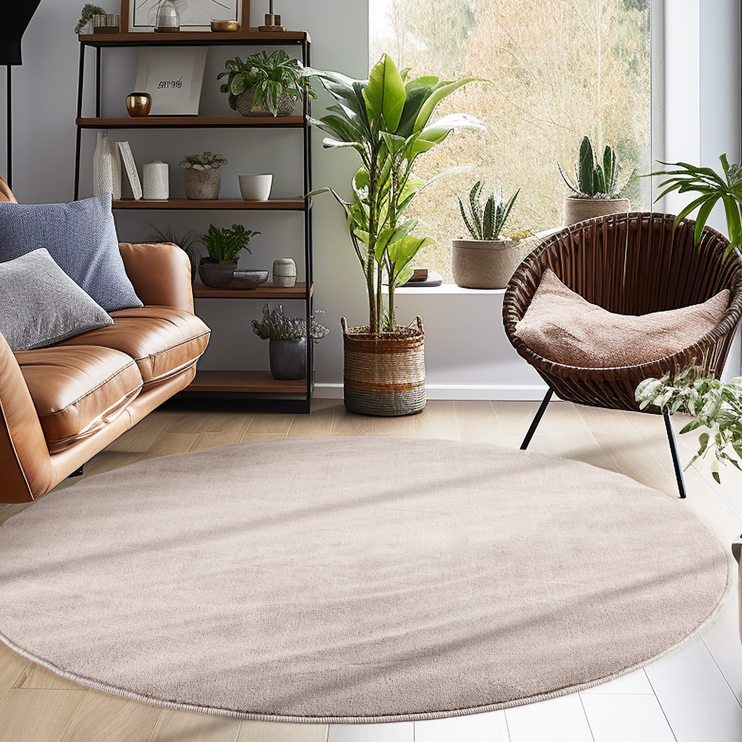 Carpettex Veloursteppich Unicolor - Einfarbig, Rund, günstig online kaufen