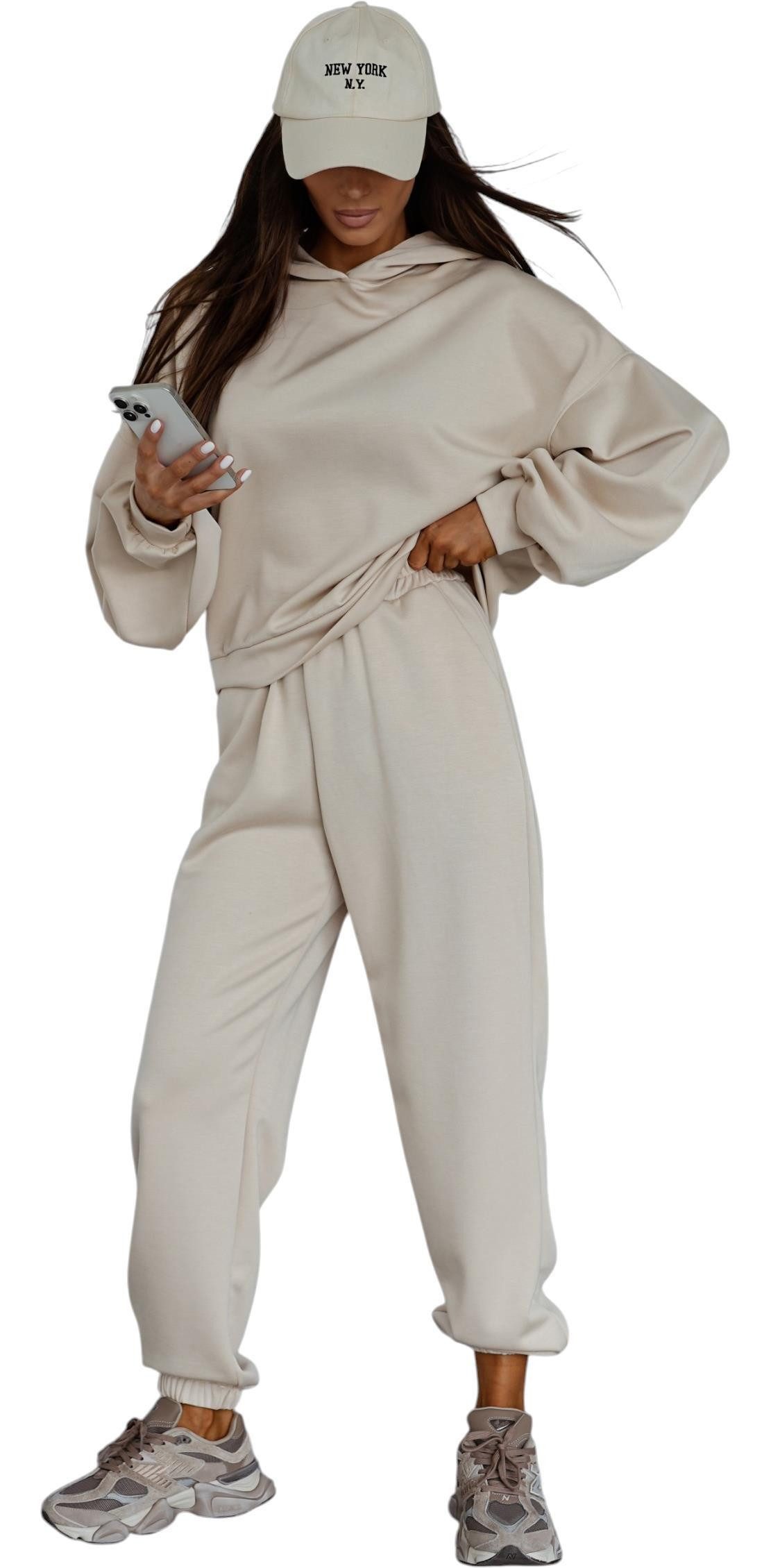 EloModa Jogginganzug Damen Trainingsanzug Oversize Jogginganzug 2-teilig Hoodie und Jogging (2-tlg)