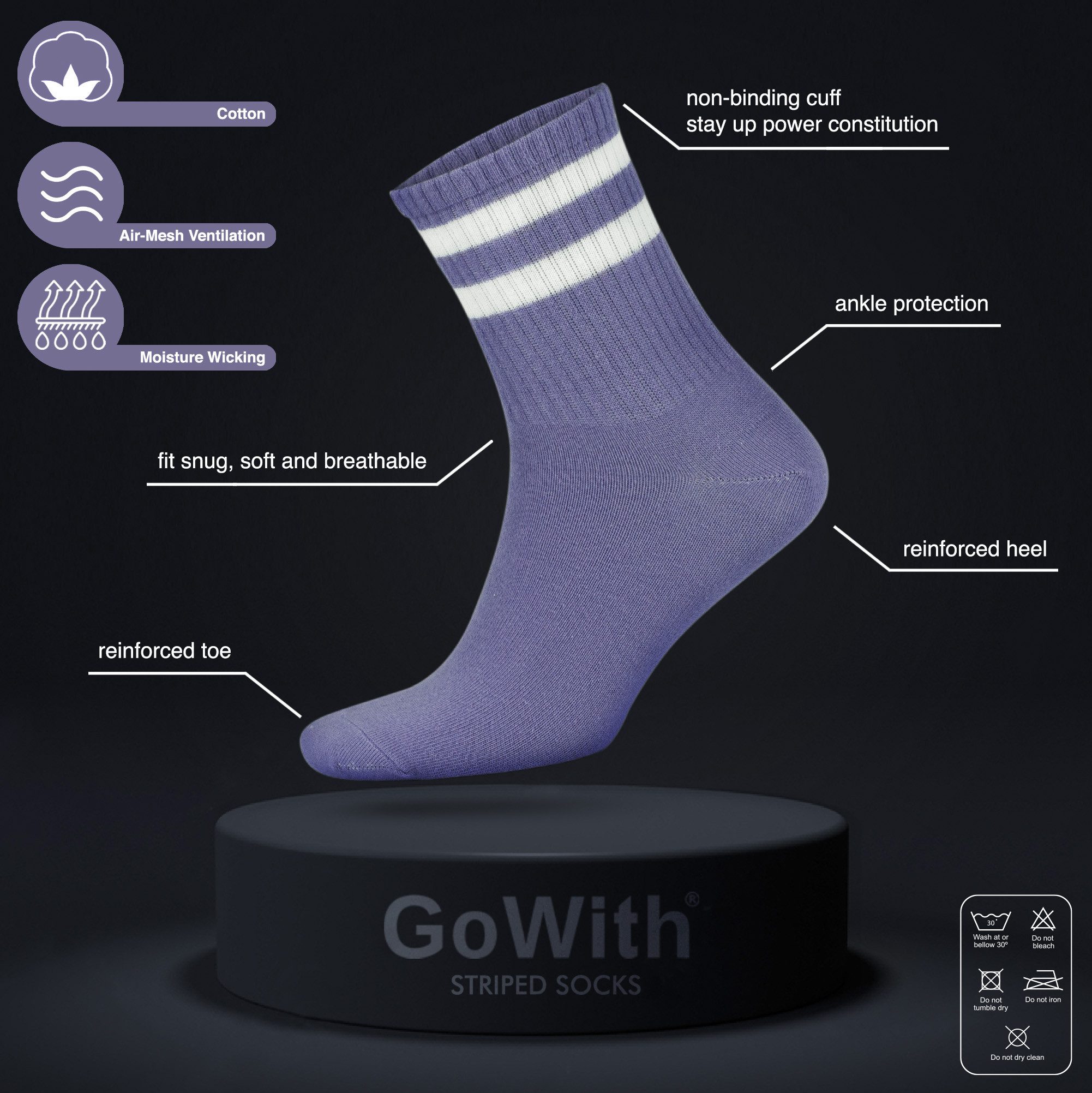 GoWith Tennissocken Retro Socken Freizeitsocken Gestreifte günstig online kaufen