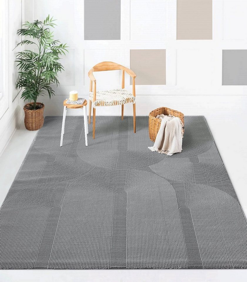Teppich Lima mm, carpet, 3D-Effekt, umweltbewusst, Höhe: recycle Designer Rechteck, pflegeleicht, the Teppich, nachhaltig weich, 12
