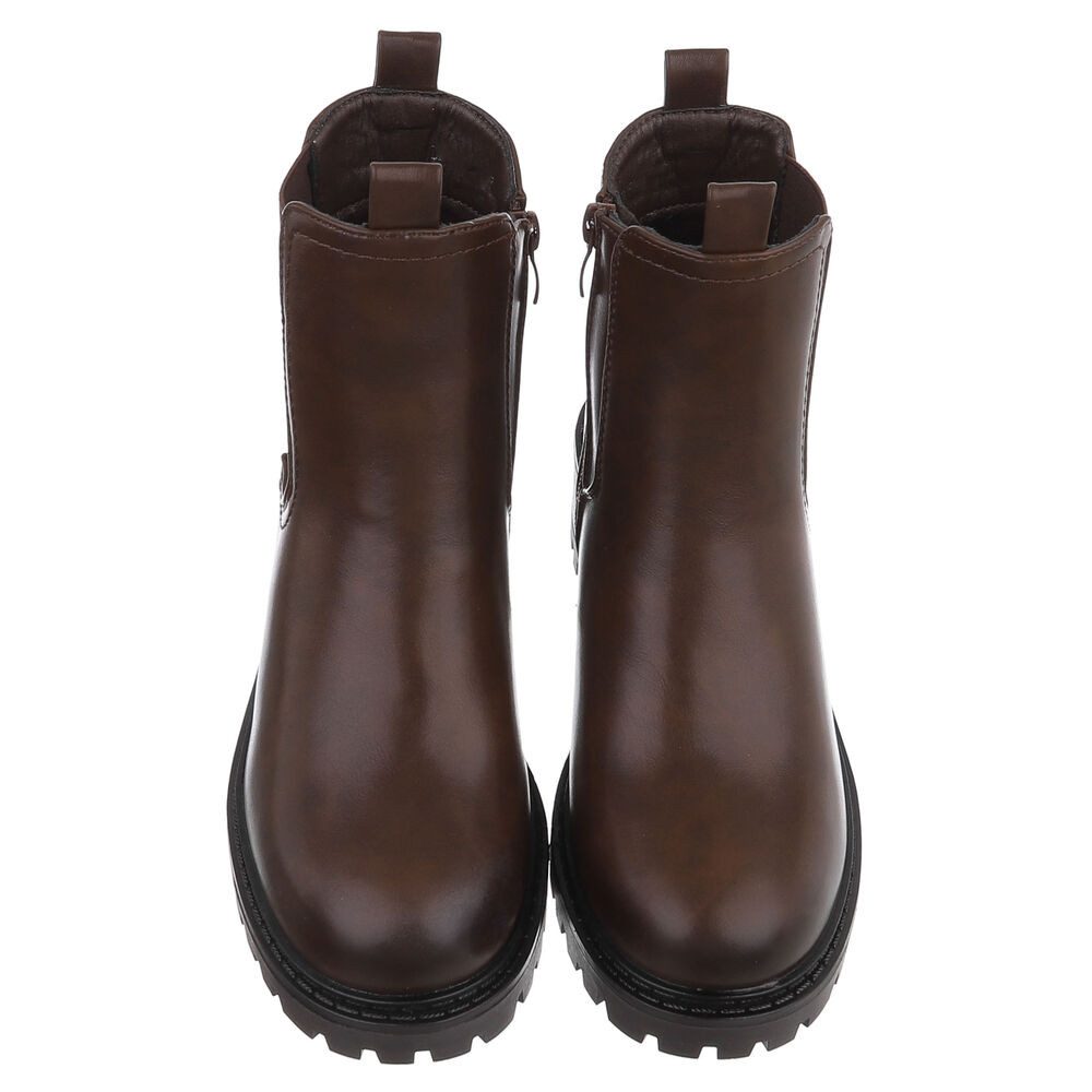 Ital-Design Bequemer Schlupfschuh für Damen mit stilvollem Design Chelseaboots (90927452) Blockabsatz Stiefeletten in Braun