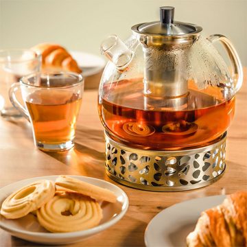 Cosumy Teestövchen Stövchen Teewärmer mit Kerzen & Teelichthalter (Kanne nicht enthalten), Edelstahl - Hält Warm - für Tee, Kaffekannen & heiße Getränke