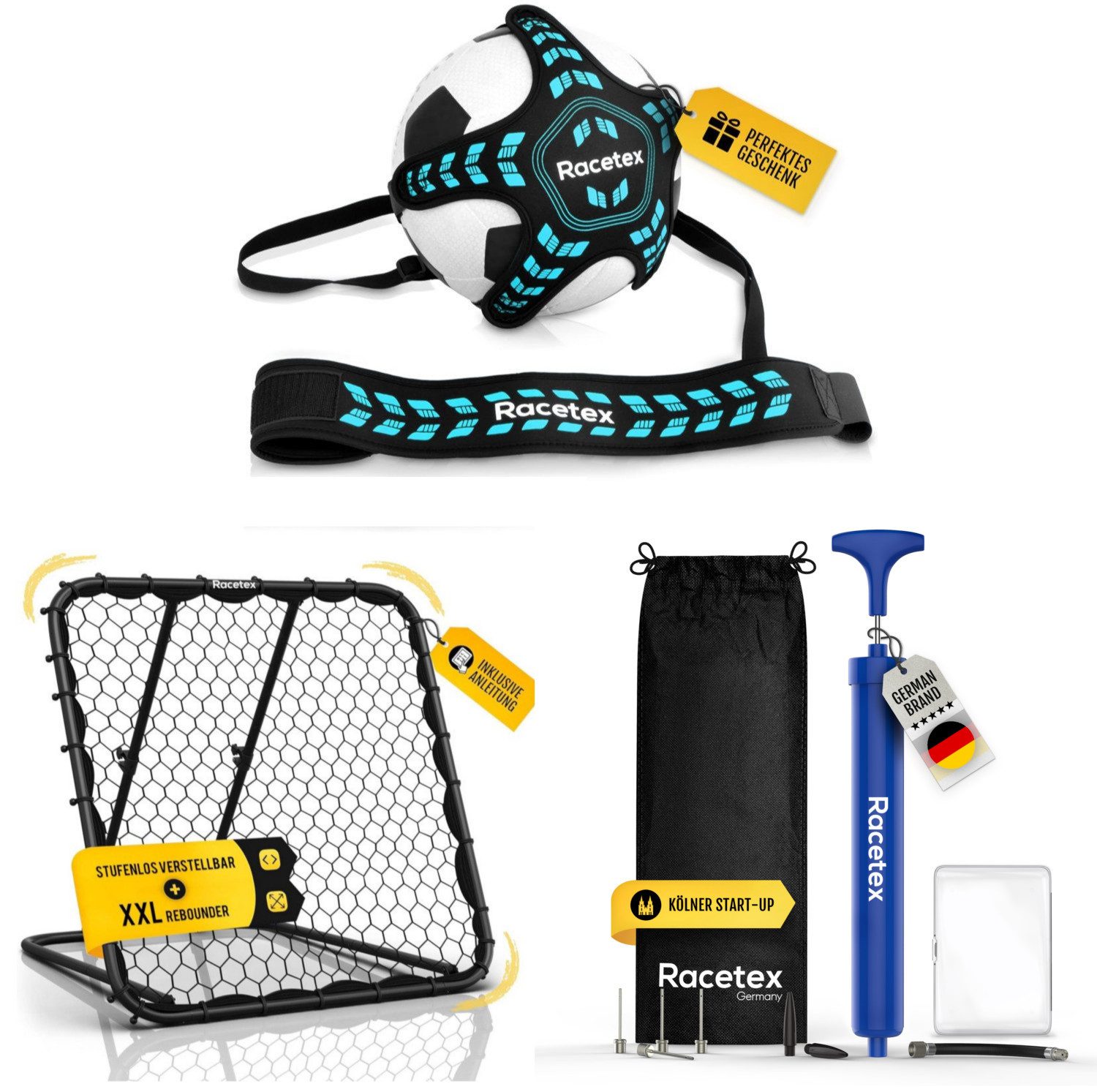 Racetex Fußballtor Racetex Rebounder + Fußball + Ballpumpe SET, ⚽ DAS PERFEKTE GESCHENK ⚽