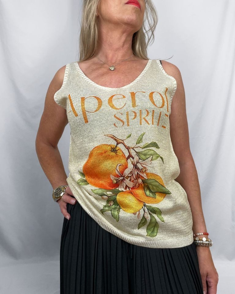 ITALY VIBES Shirttop - Ärmelloses Top Damen - Lurex-Top - glitzer  - lockeres Tank Top - ONE SIZE passt Размер S - XL