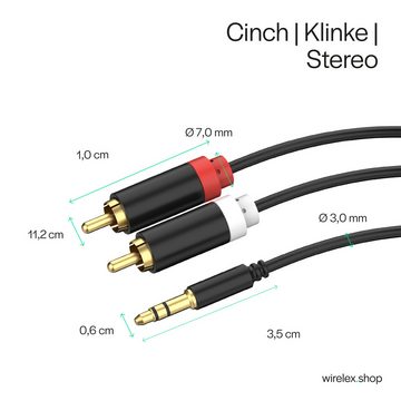 Flexline® mini 3,5mm Klinke auf Cinch RCA Kabel, schwarz 1,5 Audio-Kabel, (150,00 cm)
