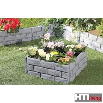 HTI-Living Beetumrandung Beeteinfassung Steinmauer Grau Nessa, 4 Module, Beetbegrenzung Beetumrandung