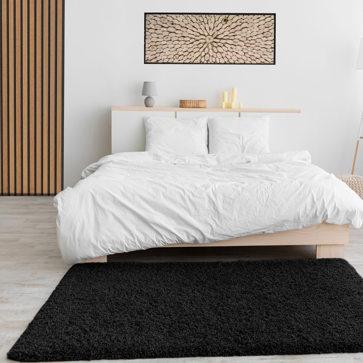 Vimoda Langflor-Teppich Shaggy Hochflor Teppich Schwarz, günstig online kaufen