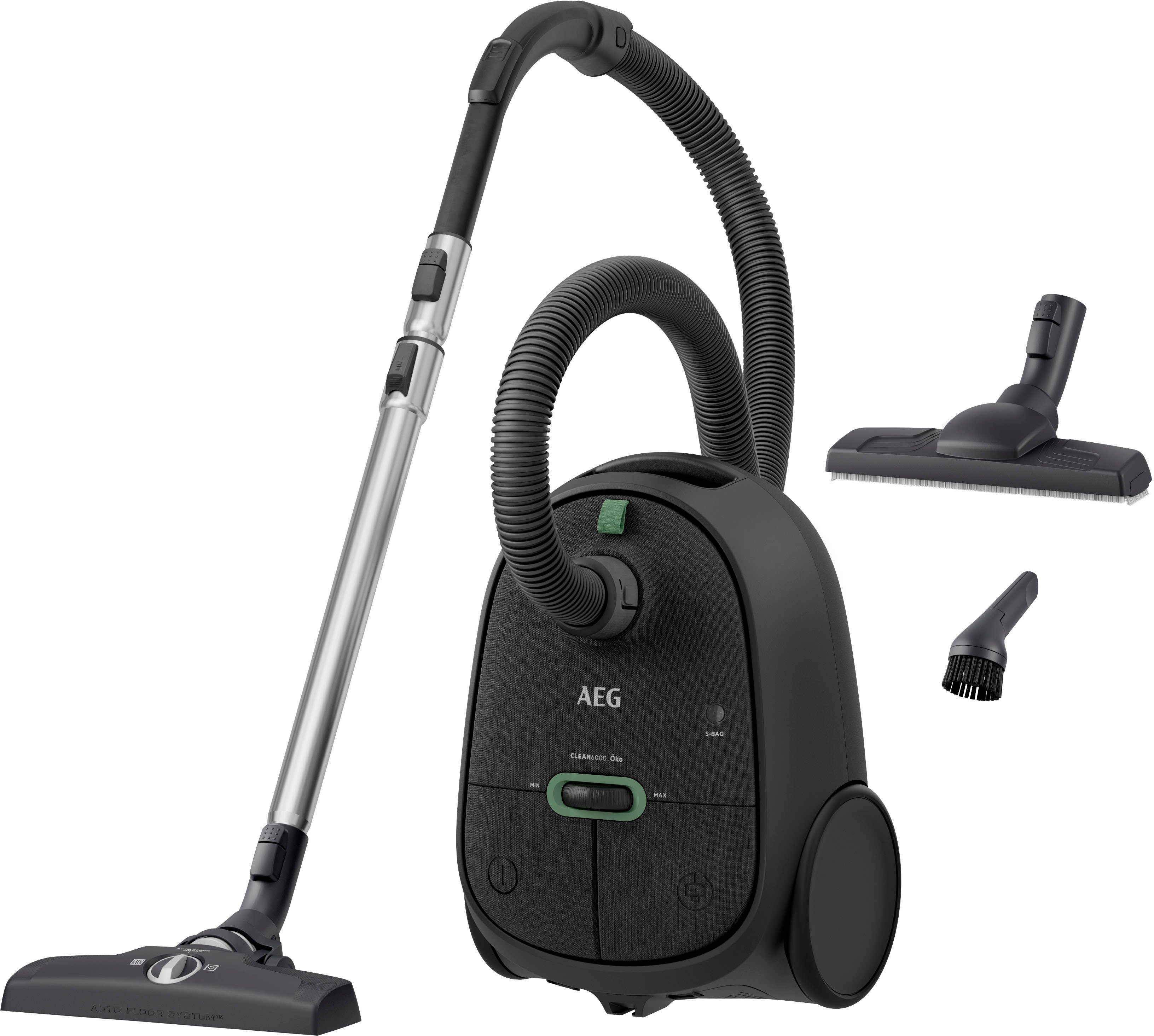 AEG Bodenstaubsauger CLEAN 6000 (AB61C2ÖKO/AB61C1WP/AB61C2DBS), hohe Saugleistung, 750 W, mit Beutel, inkl. Zusatzdüsen, 65 % Recyclingkunststoff