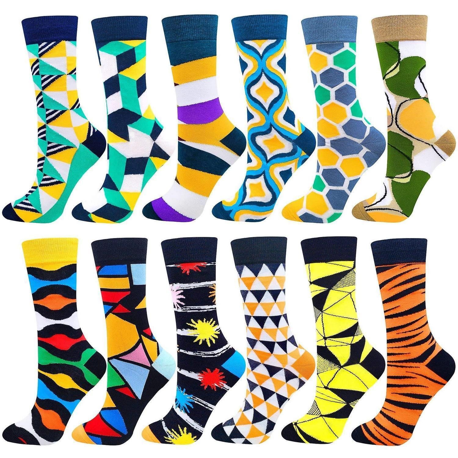 LuxusKollektion Freizeitsocken Socken Bunte Baumwolle Lustiges Muster L-XL 12Paar