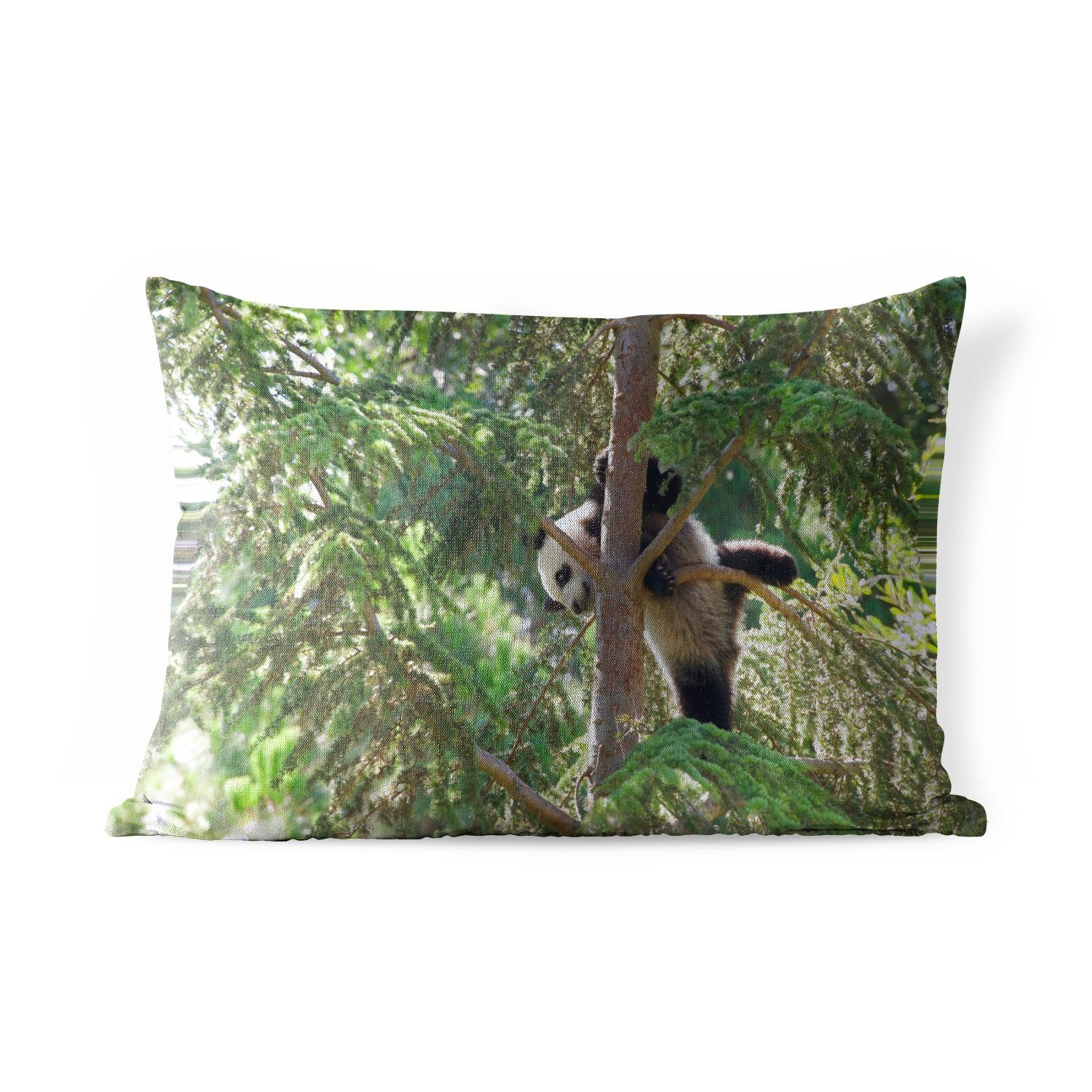 MuchoWow Dekokissen Panda - Baum - Blätter, Outdoor-Dekorationskissen, Polyester, Dekokissenbezug, Kissenhülle