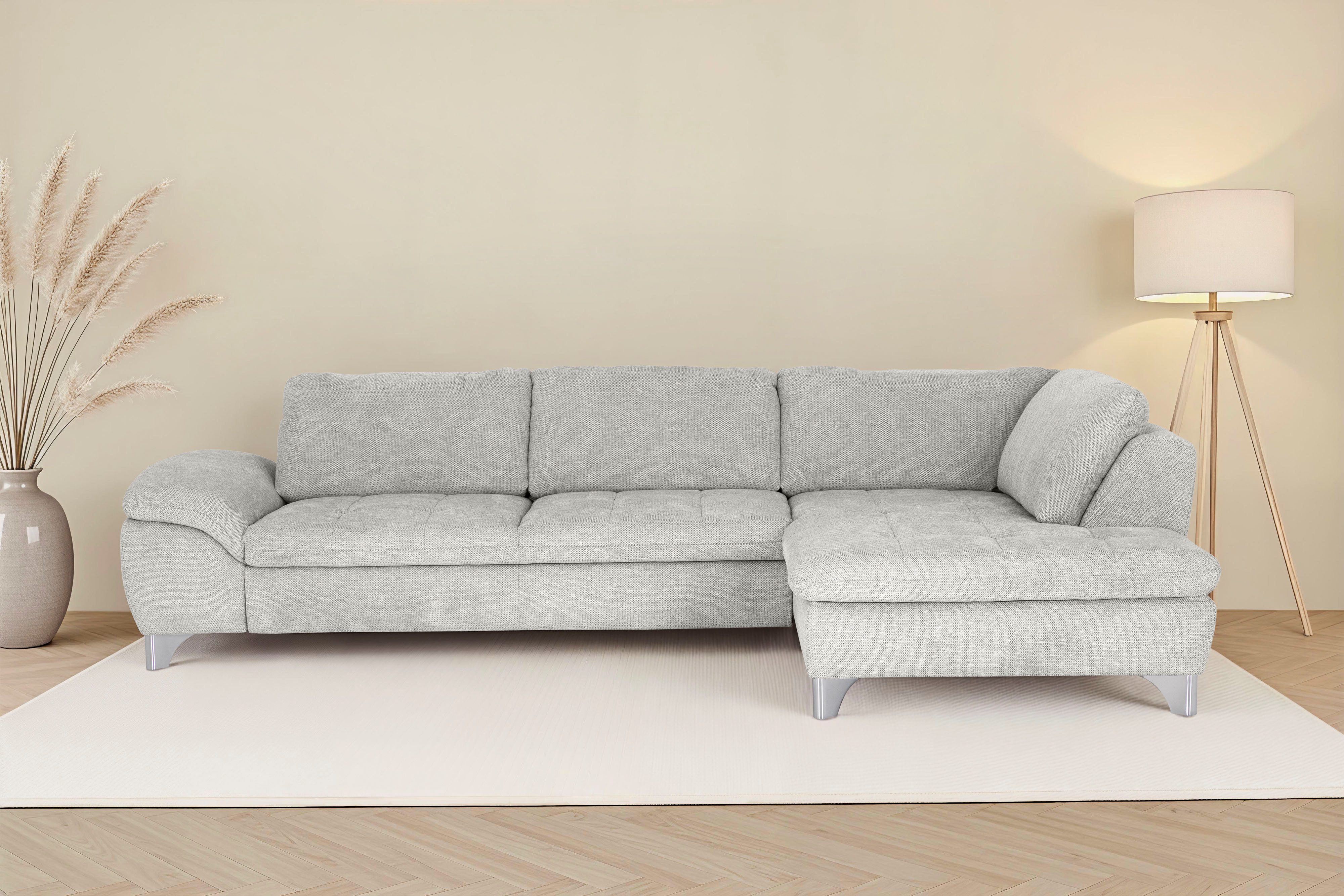 Die PlanBar Ecksofa Ottomane MP-IN14007 L-Form, Breite 306 cm, wahlweise mit Schlaffunktion und verstellbaren Kopfstützen