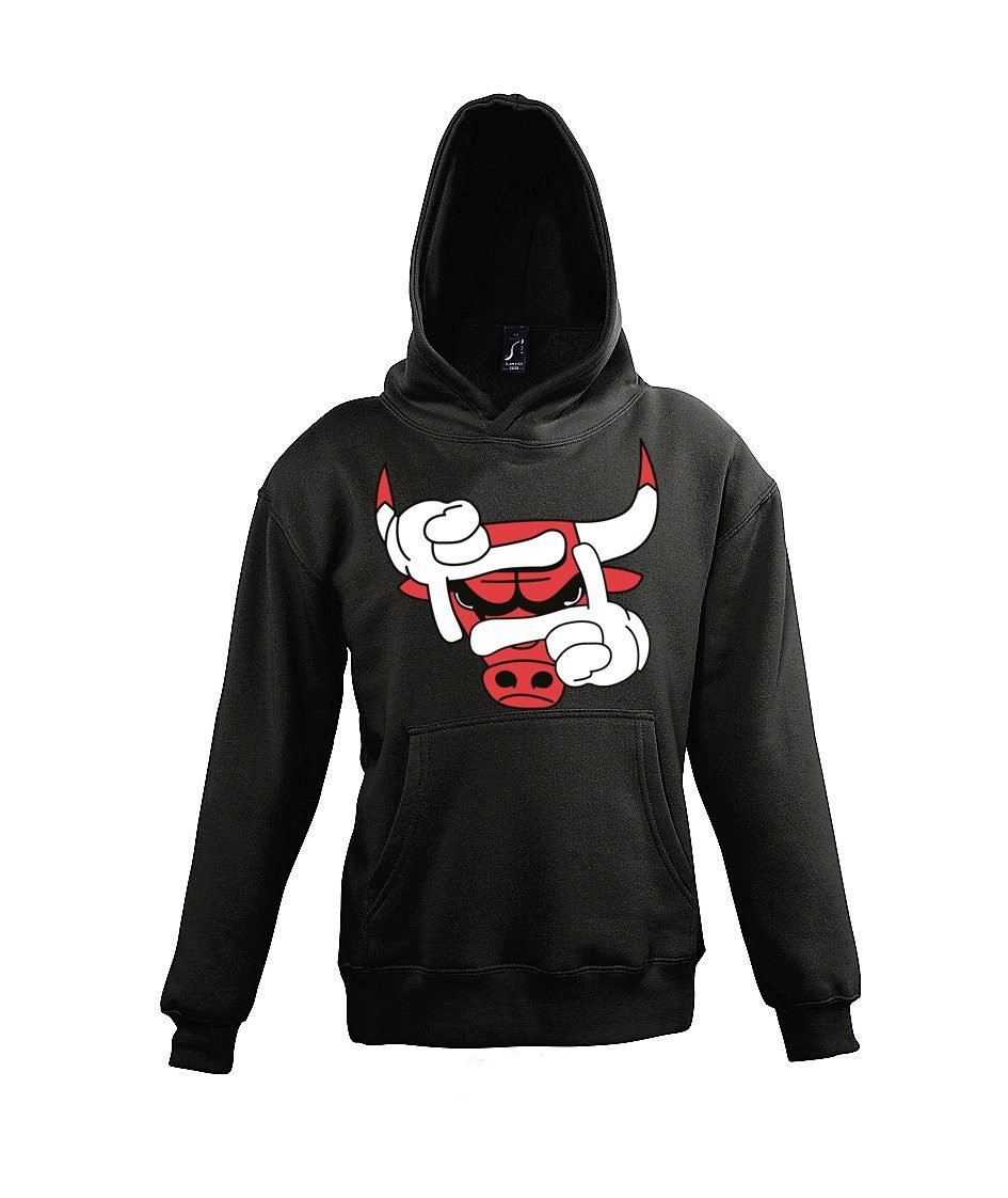 Youth Designz Kapuzenpullover modischem Schwarz Pullover und Mädchen mit Frontprint Bulls Hoodie für Jungen