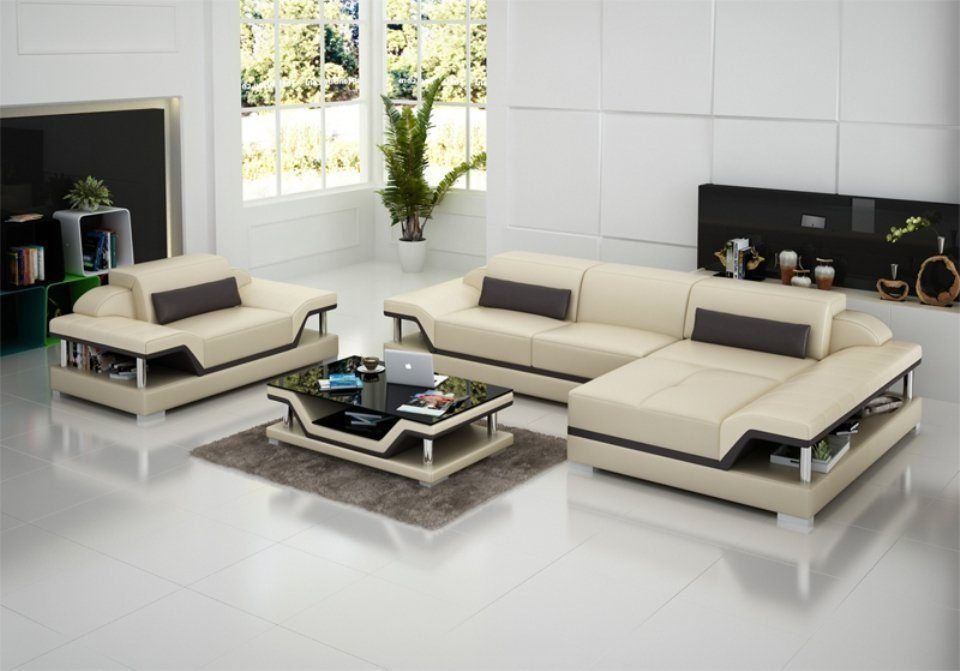 JVmoebel Ecksofa Design Eck Sofas Couch Polster Wohnlandschaft Ledersofa Sofa