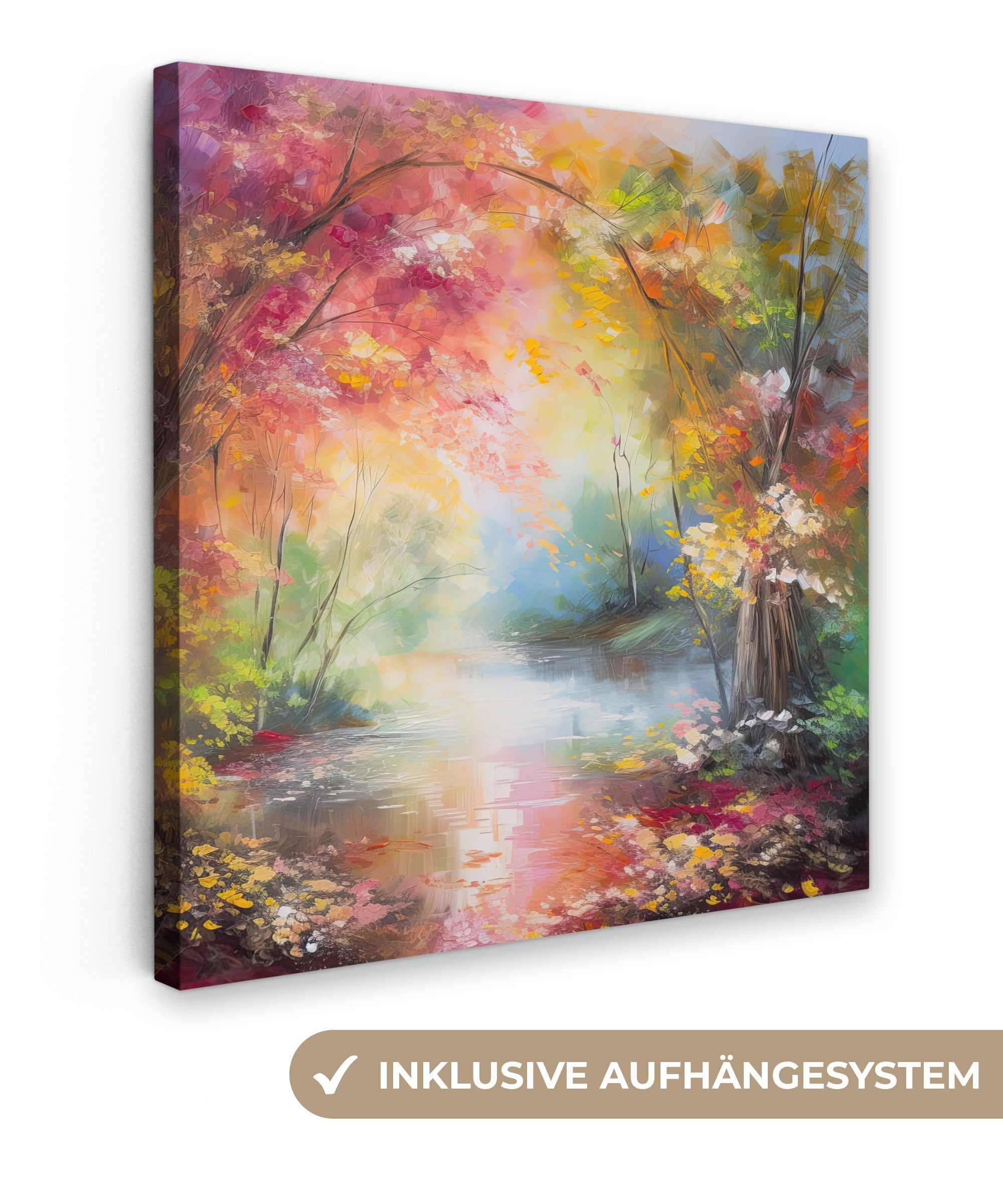 OneMillionCanvasses® Leinwandbild Landschaft - Ölfarbenoptik - Farbenfroh - günstig online kaufen