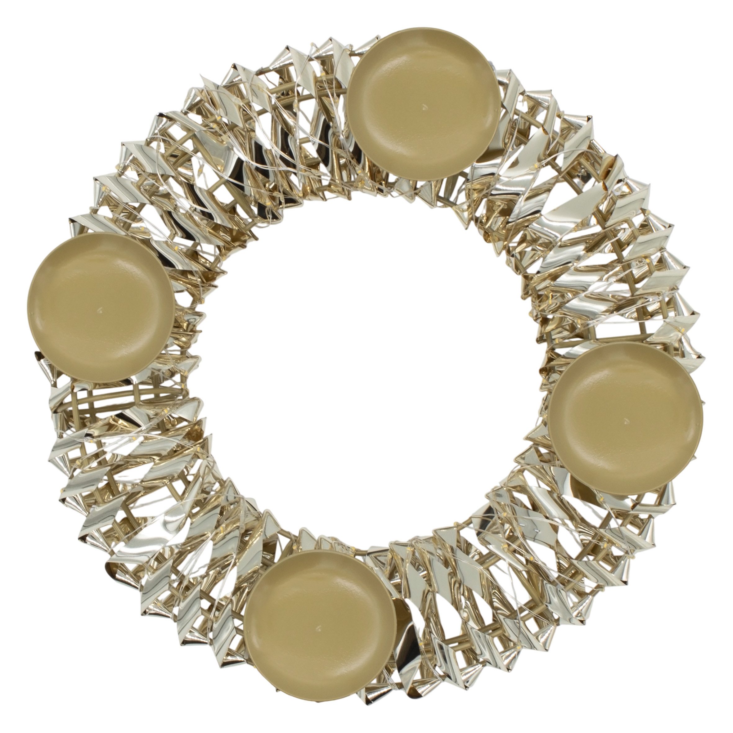 Spetebo Adventskranz gold 250 LED mit Timer und Fernbedienung - 32 cm -mit 4 Kerzenhaltern, mit 8 Funktionen – Bild 5 von 5