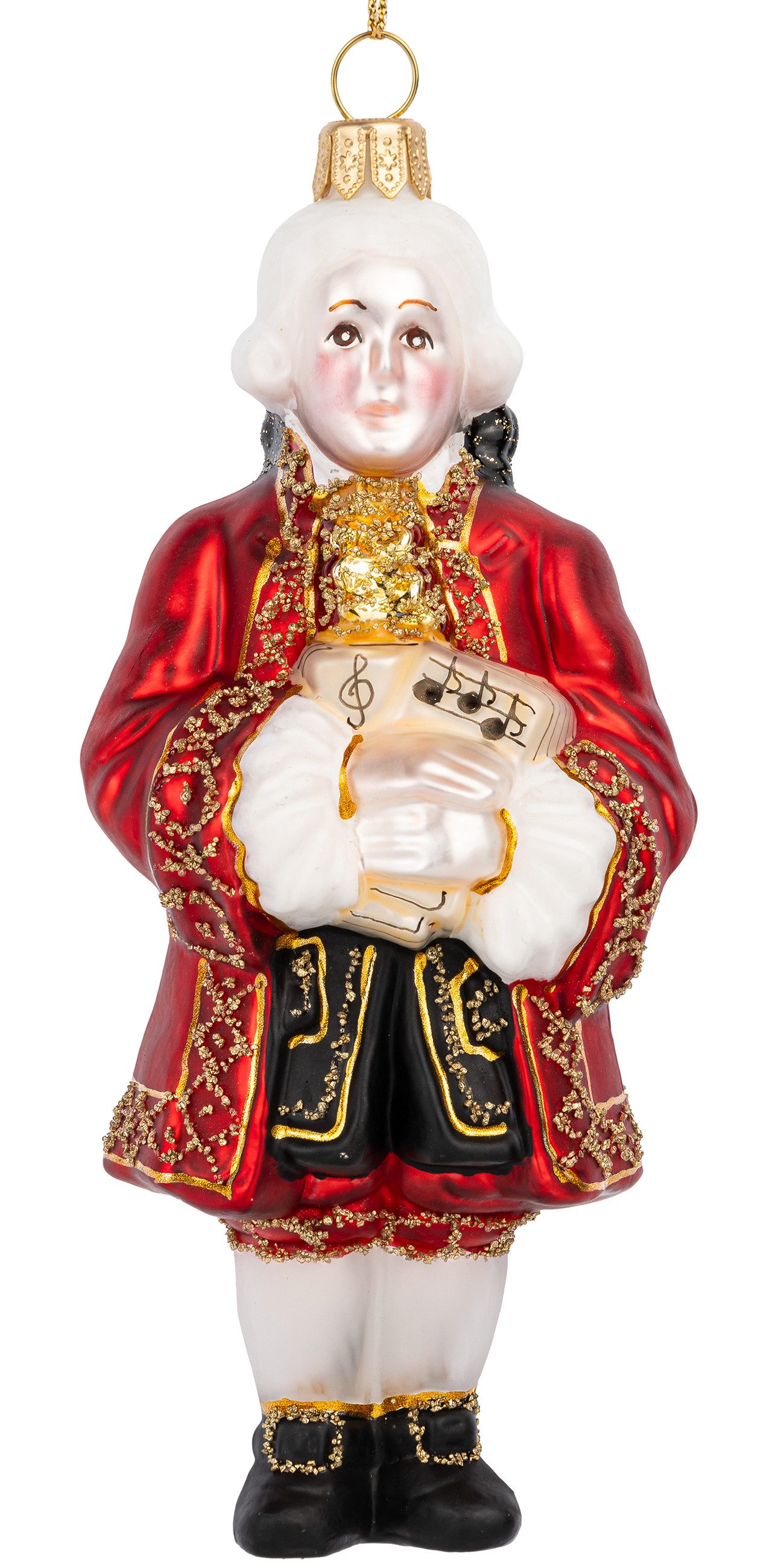 SIKORA Christbaumschmuck Mozart Besondere Weihnachtskugel Glas Figur Anhänger - BS825, Christbaumschmuck - Traditionell, authentisch & außergewöhnlich