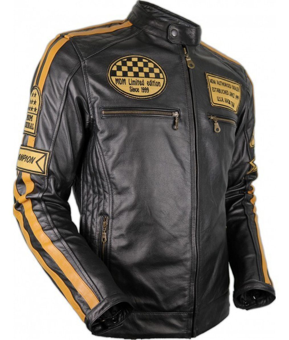 Lederjacke Herren Biker Leder Jacke Freizeit Motorrad Lederjacke mit Protektoren