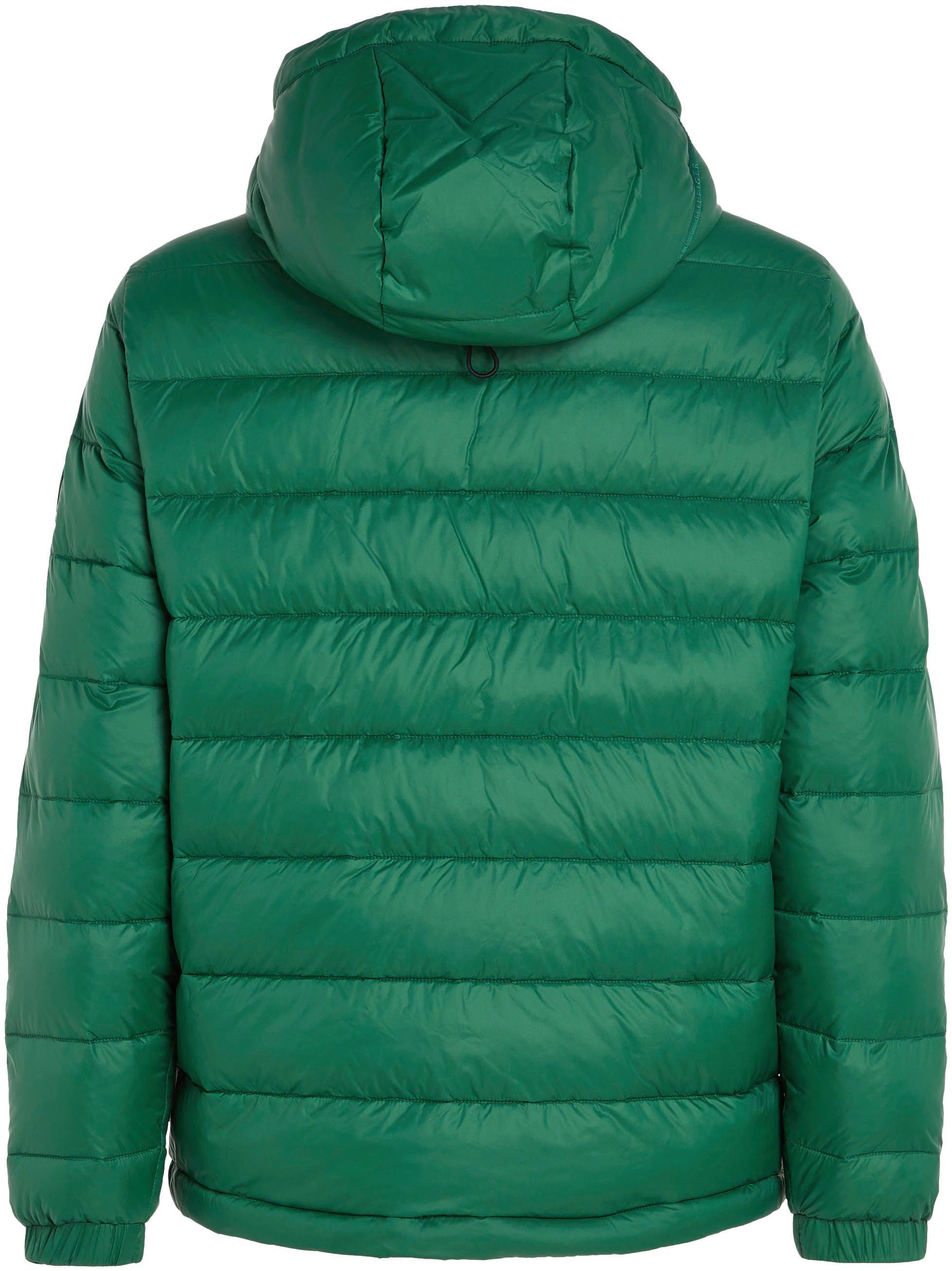 HOODED Reißverschlusstaschen mit QUILTED innen Steppjacke grün seitlich und JACKET Tommy Hilfiger