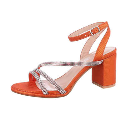 Ital-Design Damen Abendschuhe Elegant Sandalette (86345050) Blockabsatz Sandalen & Sandaletten in Orange
