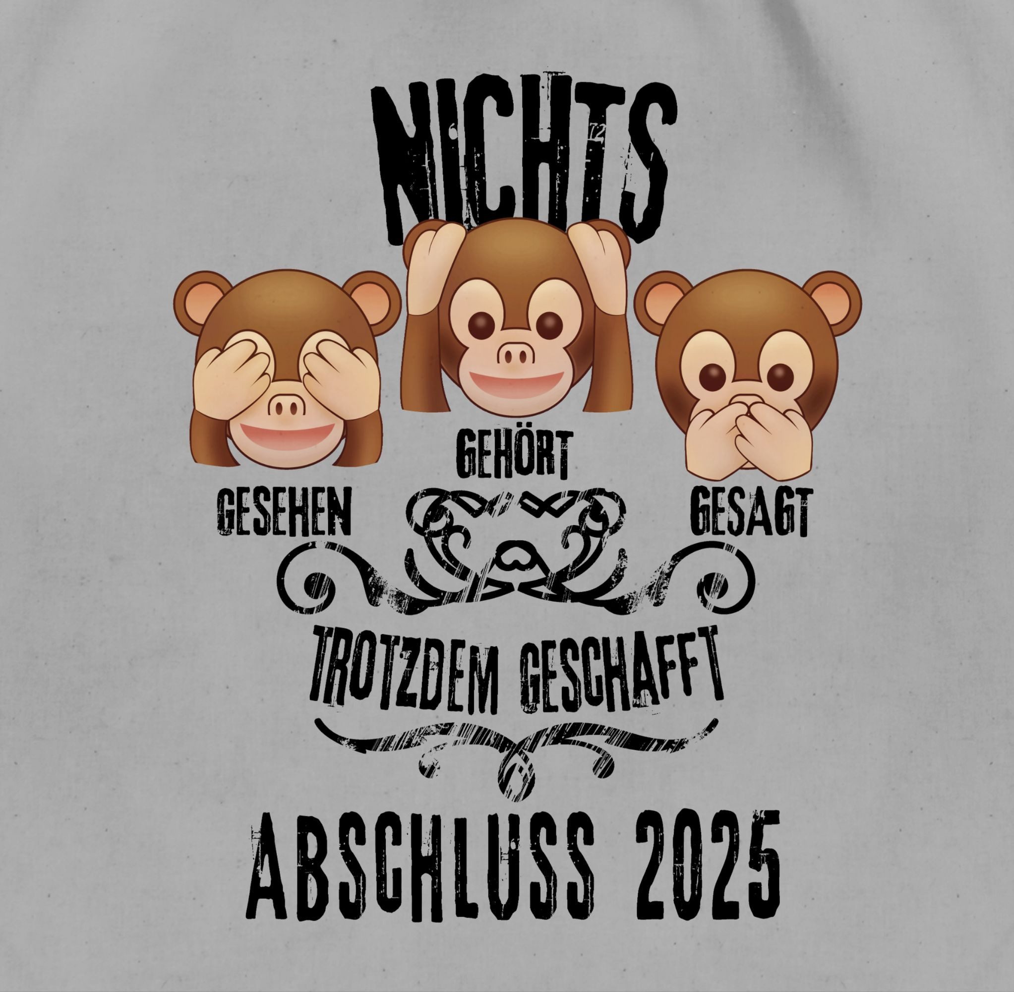 Shirtracer Turnbeutel 3 Affen ABSCHLUSS 2025, günstig online kaufen