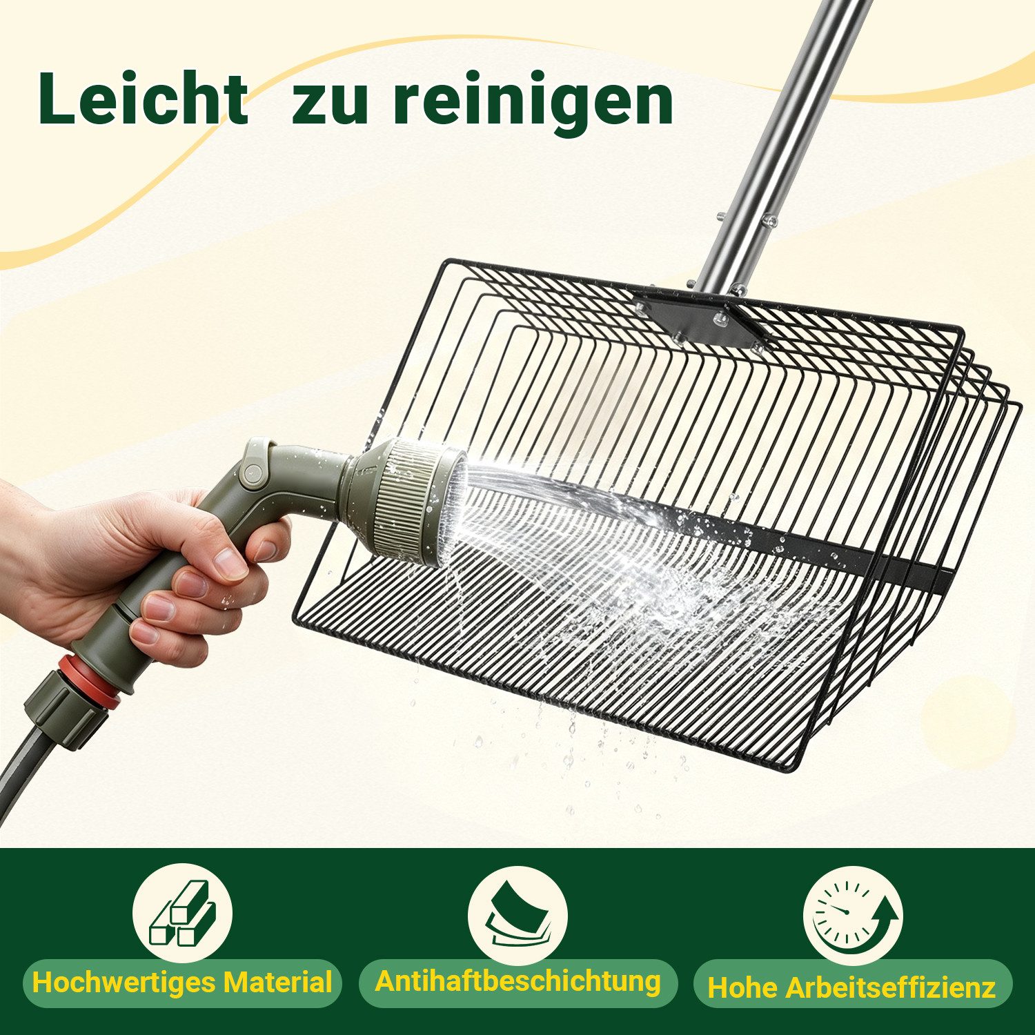Clanmacy Futterschaufel Hühnerkotschaufel 4-in-1 Verstellbare Hühnerstall Zubehör 91-190cm – Bild 3 von 5