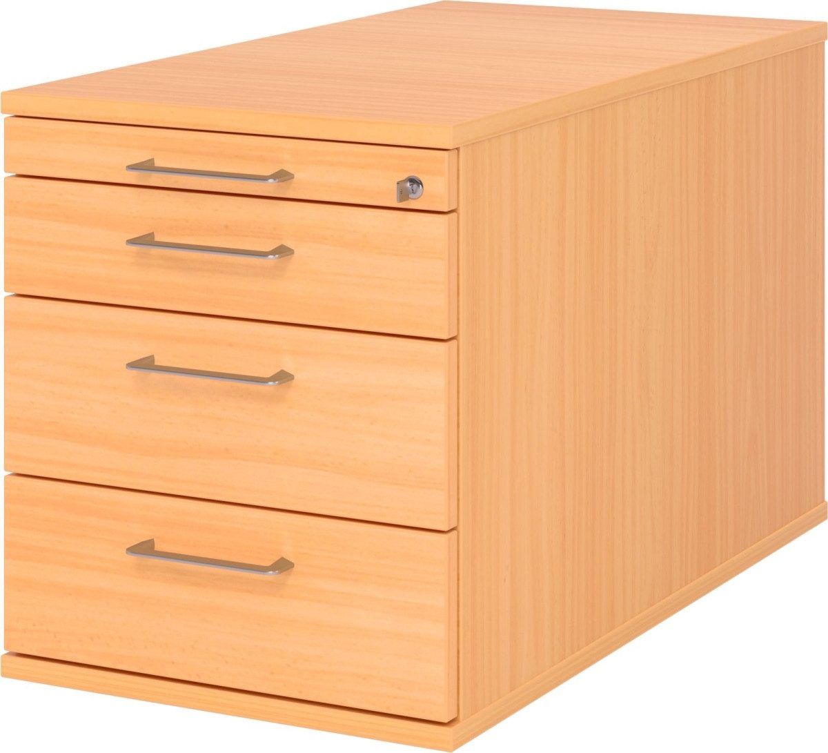 HAMMERBACHER Container Rollcontainer 80cm 3 Schub Schloss Bügelgriff Buche