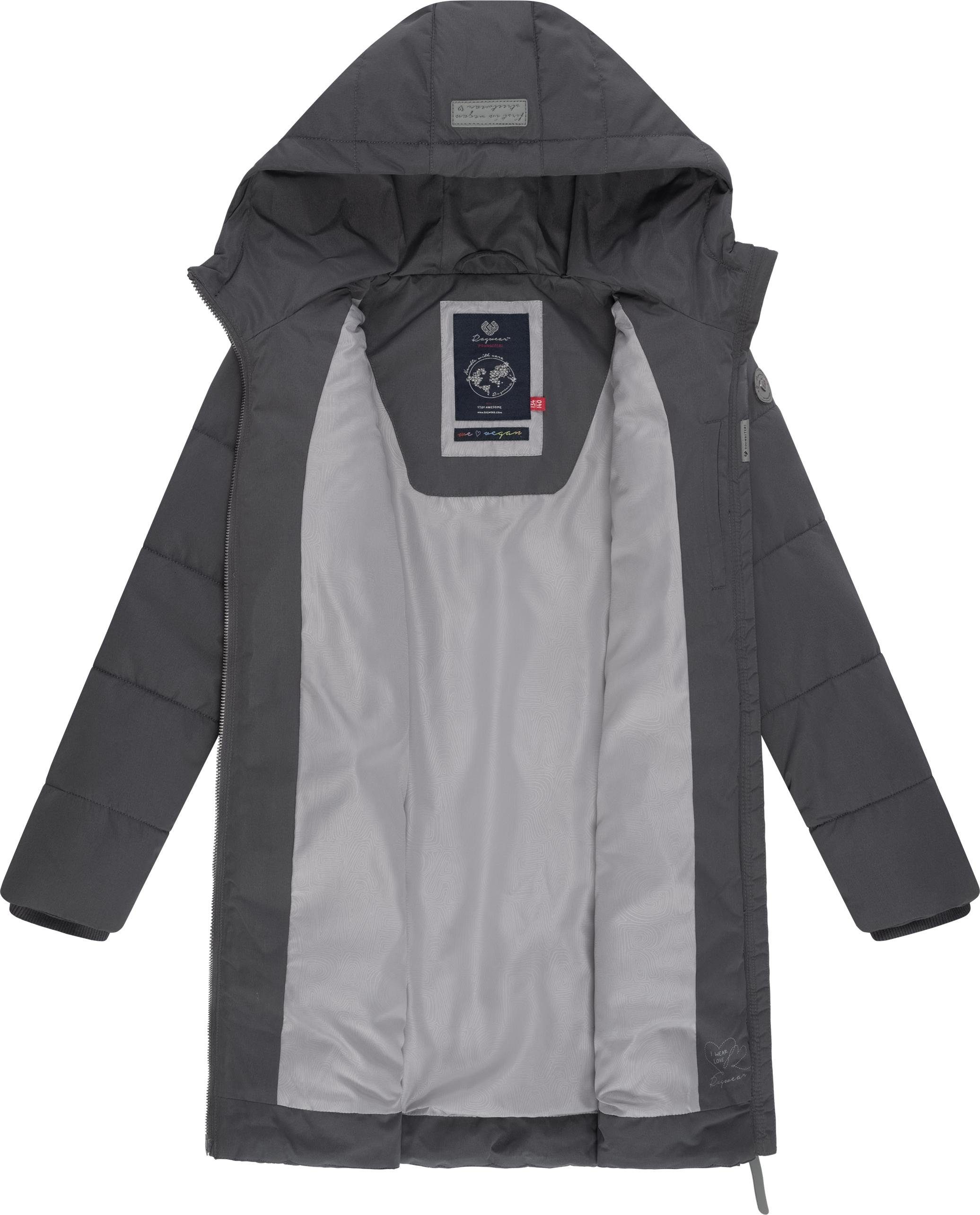 Kapuze Ragwear wasserdichte Outdoorjacke abnehmbarer Winter dunkelgrau mit Winterjacke Rebbie