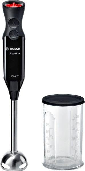 BOSCH Stabmixer ErgoMixx MS6CB6110, 1000 W, starke Leistung, Turbo-Funktion, Mixbecker mit Deckel, silber/schwarz