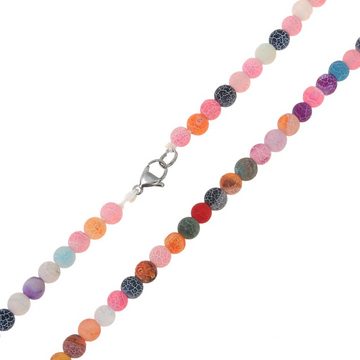 Made by Nami Perlenkette Bunte Perlenkette Damen aus echten Steinen mit Schlangenmaserung, Boho Schmuck 40 + 5 cm Länge