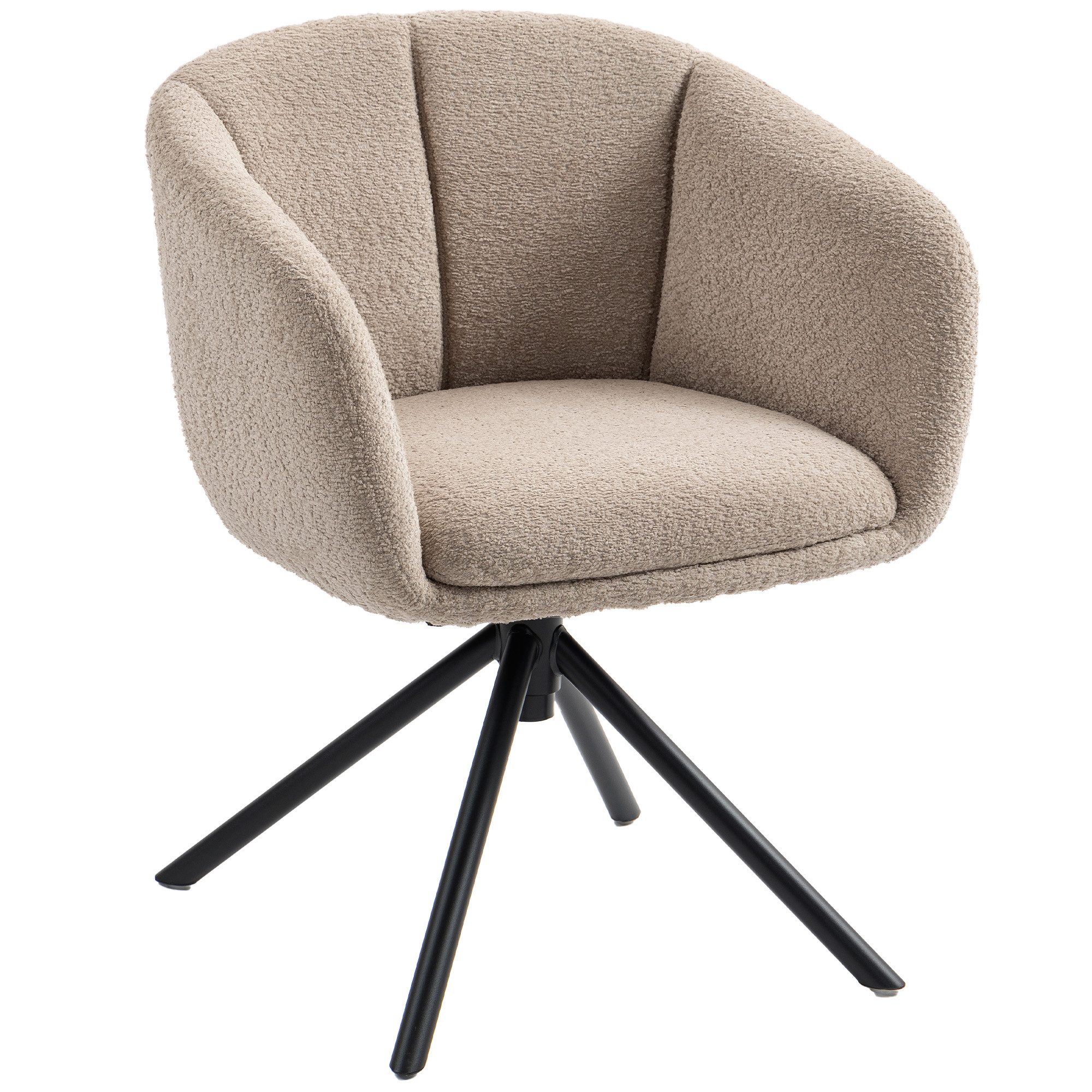 HOMCOM Relaxsessel Sessel Loungesessel mit Metallbeine Lesesessel mit Chenille-Optik (Polsterstuhl mit bequemer Sitzschale, 1-St., Drehbarer Akzentstuhl), kusch – Bild 2 von 5