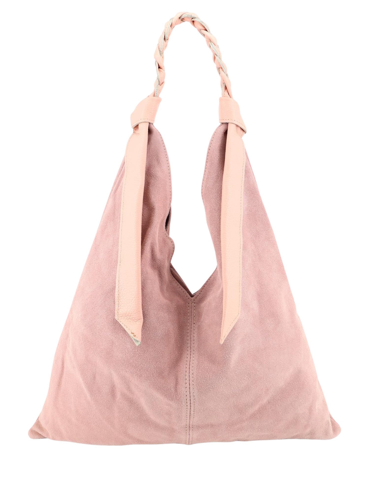 BRISE TASCHE Сумки для покупок Eleganter Сумки для покупок aus Wildleder & Nappaleder (Single, Einzeltasche), Geflochtener Lederhenkel, weiche Wildleder-Haptik