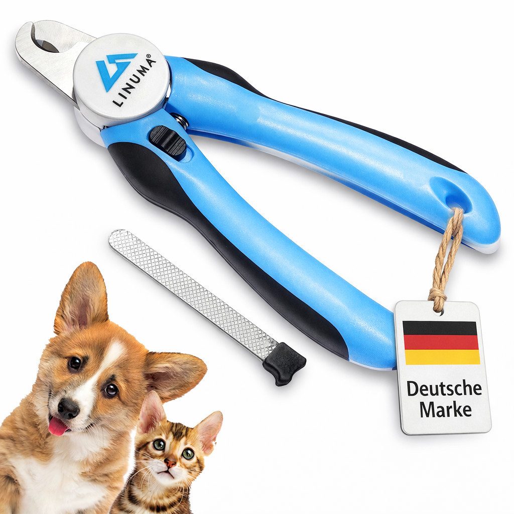 LINUMA Krallenschneider Krallenschere für Hunde, Katzen & Kleintiere mit Sicherheitsstopp