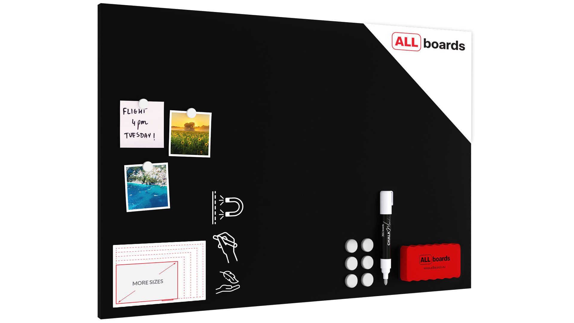 ALLboards Magnettafel ALLboards Metallische Magnettafel KREIDETAFEL SCHWARZ MetalBoards